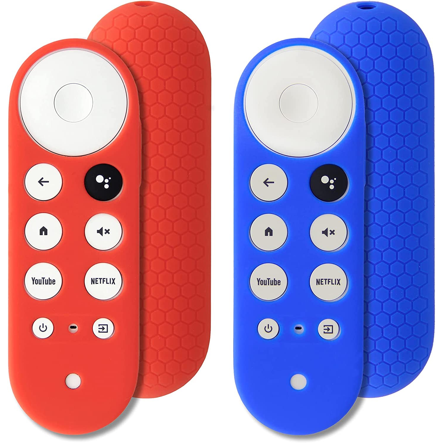 2pcs Protective Covers Compatible for Chromecast with Google TV Voice Remote, Pinowu Anti Slip Remote Case for 2020 Google Remote Control (Blue & Red)
