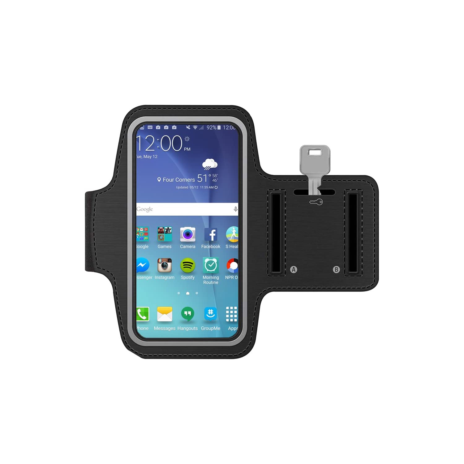 Sportband Compatible with Samsung Galaxy S20 FE/S20 (+)/Note 20 (Ultra)/10/9 (+)/M31/M21/M11/A91/A71/A52 /A51/A42/A41/A21 - 6.8 inch (Black) Neoprene Stretchable Reflective Arm S
