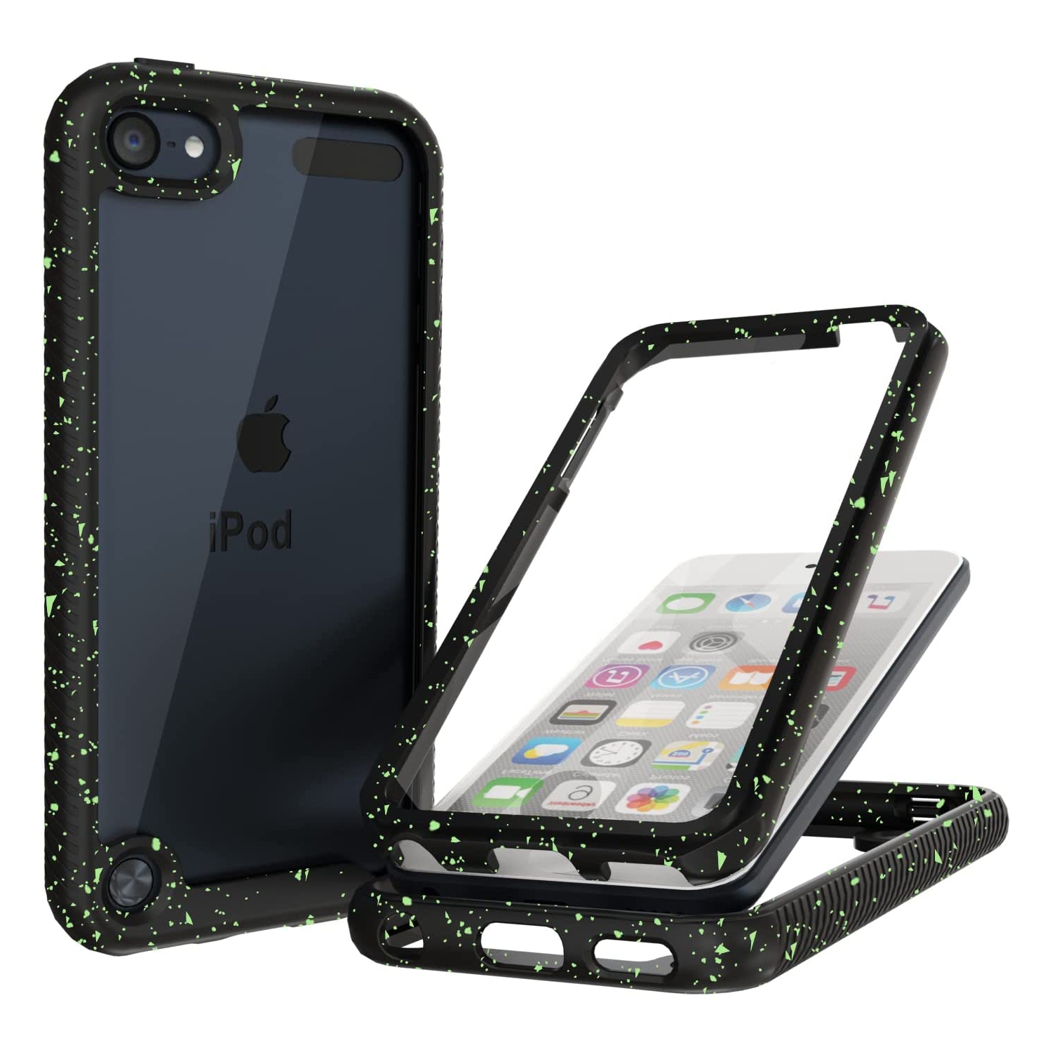 iPod Touch 7th Generation Case,iPod Touch 7 Case with Built-in Screen Protector and Splash Color Dot Design,Shockproof Heavy Duty Full Protective Case for iPod Touch 5/6/7th Gene