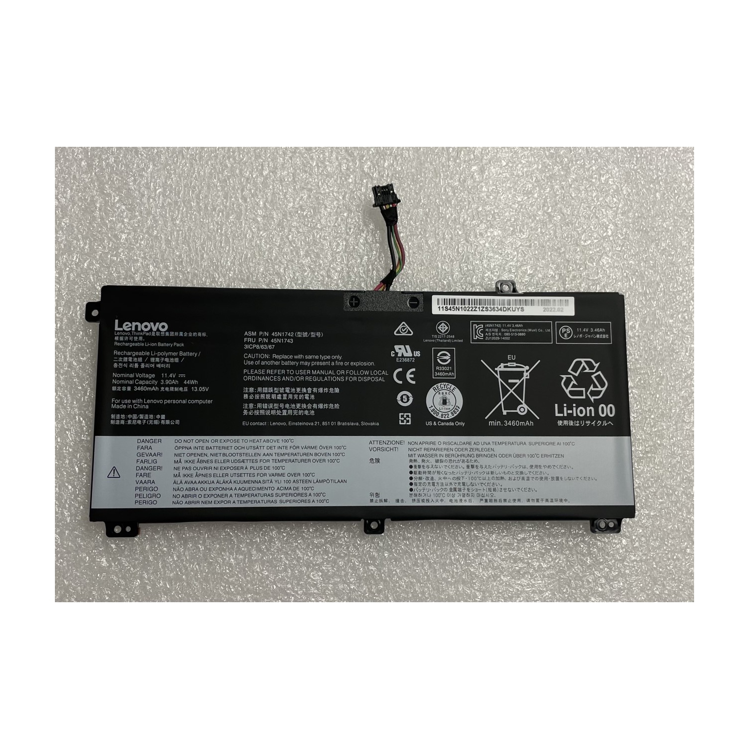 New Genuine Lenovo 45N1742 Battery 44WH