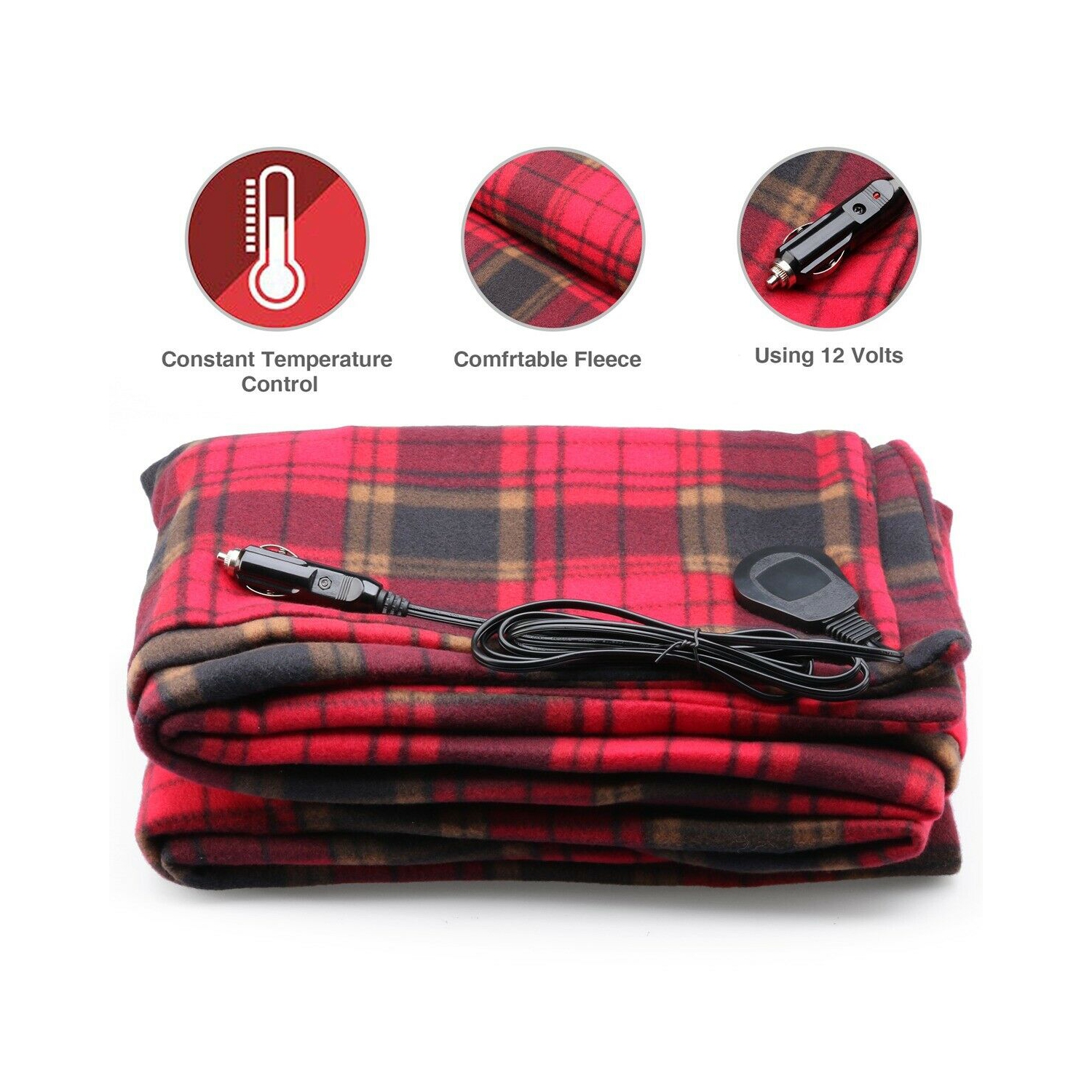 12V Heated Smart Multifunctional Travel Electric Blanket for Car,Truck,Boats,RV