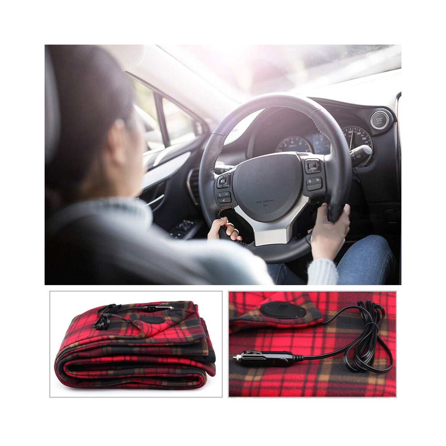 12V Heated Smart Multifunctional Travel Electric Blanket for Car,Truck,Boats,RV