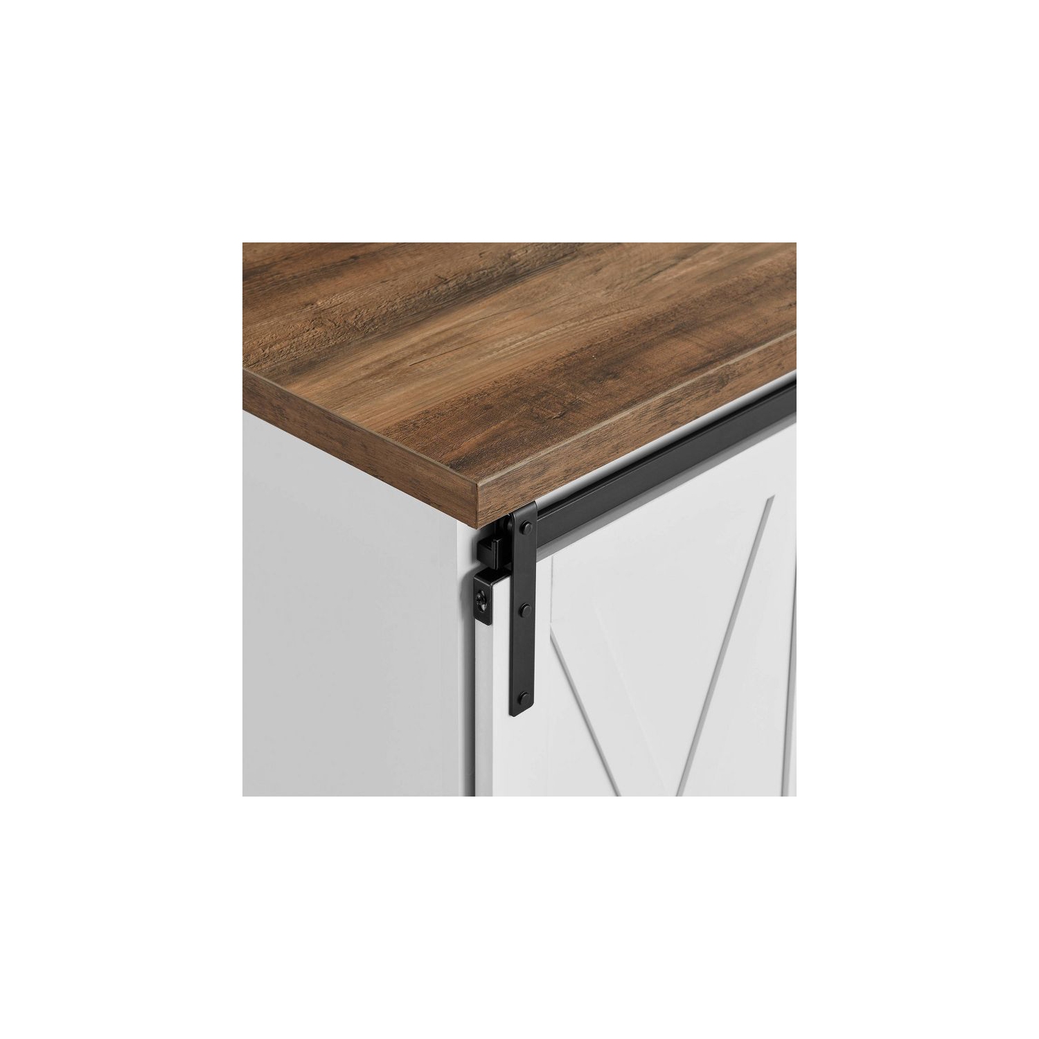 Tertia Rustic Farmhouse Accent Cabinet with Sliding X Barn Door - Saracina Home - Rustic Oak