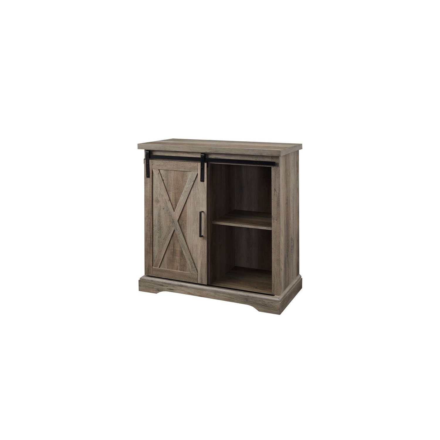 Tertia Rustic Farmhouse Accent Cabinet with Sliding X Barn Door - Saracina Home - Gray Wash