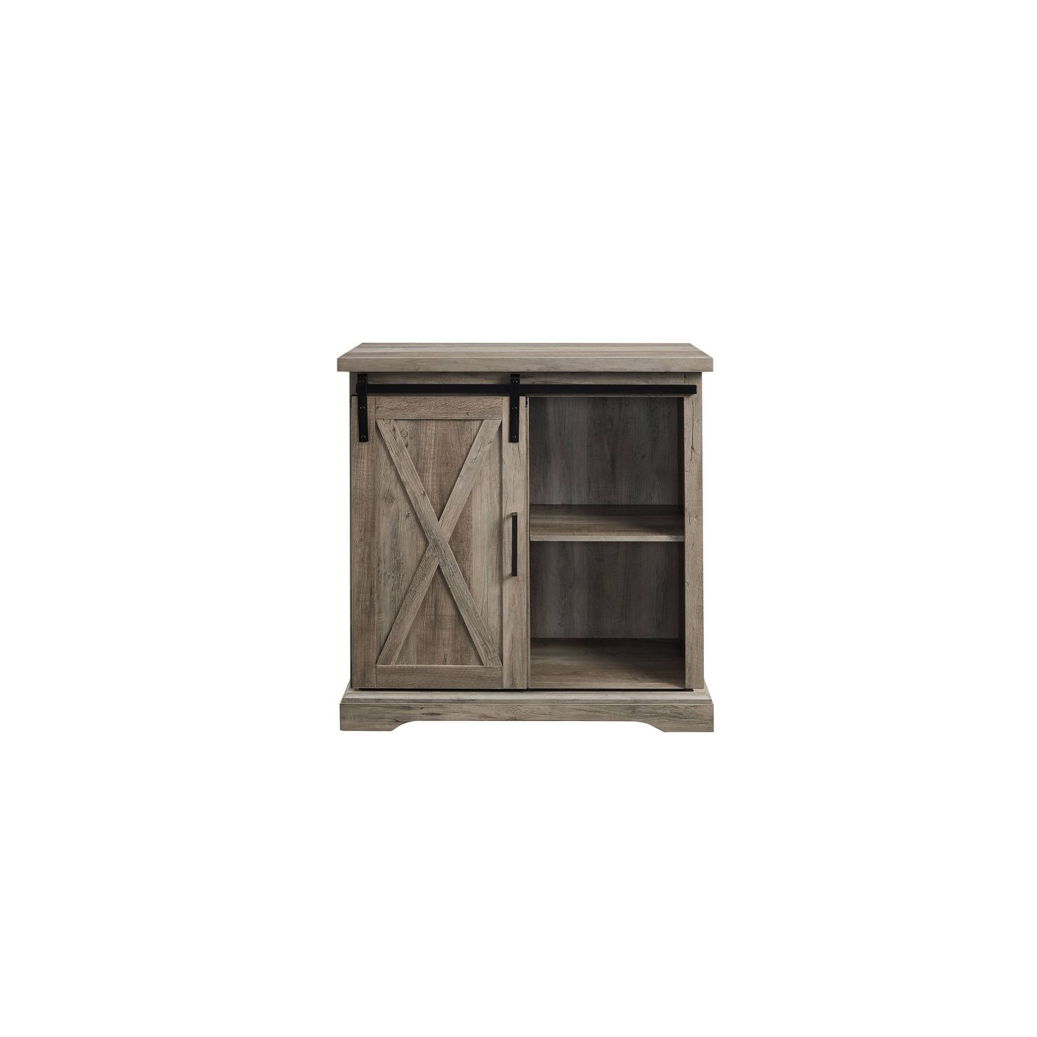 Tertia Rustic Farmhouse Accent Cabinet with Sliding X Barn Door - Saracina Home - Gray Wash