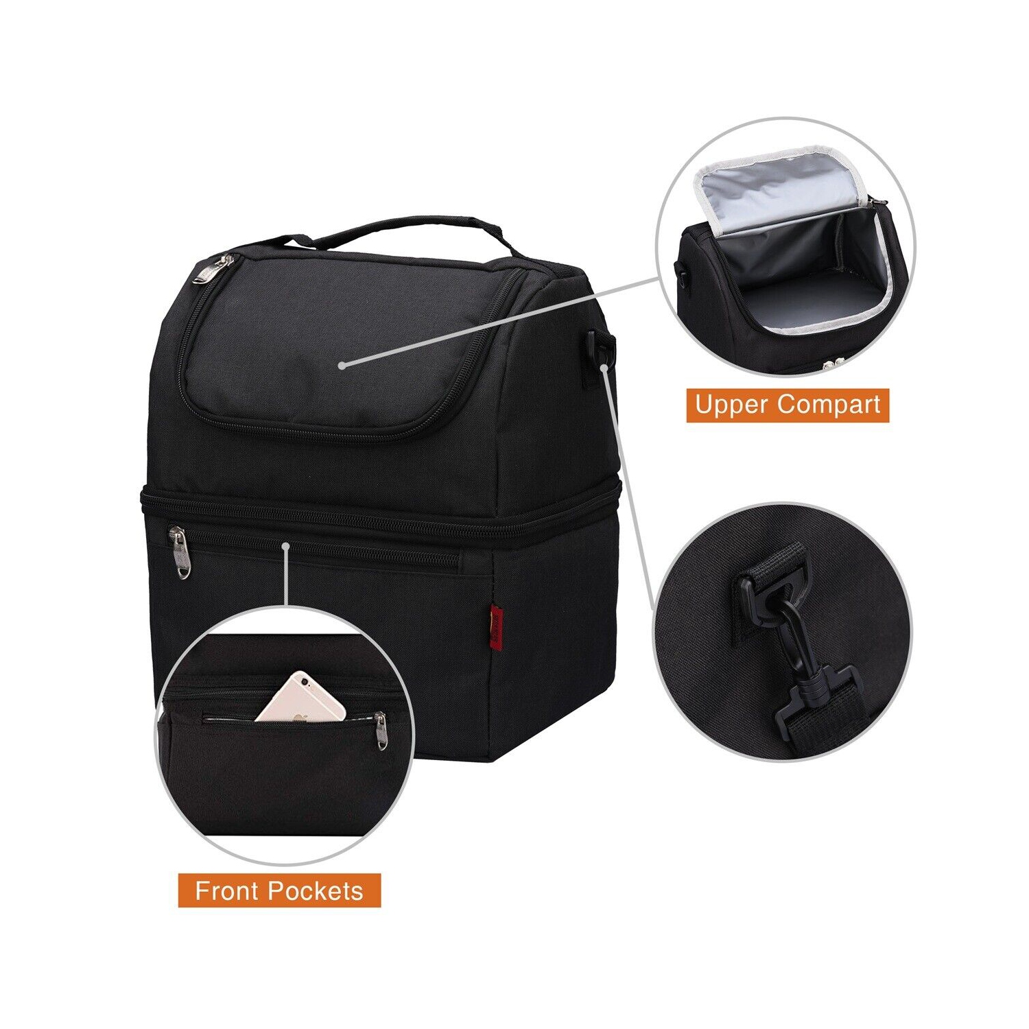 Leakproof Cooler Tote Bag Freezable Lunch Bag w/ Shoulder Strap for Women/Men