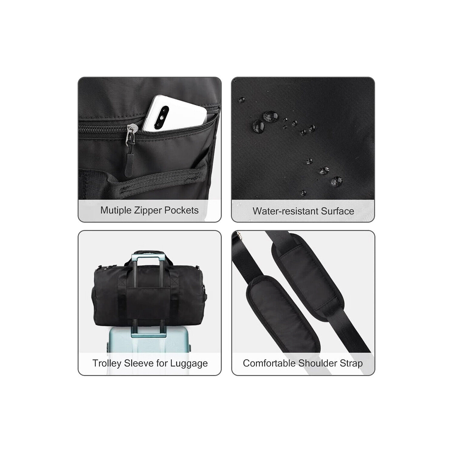 Sac sport avec compartiment pour chaussures et poches humides pour hommes et femmes légers