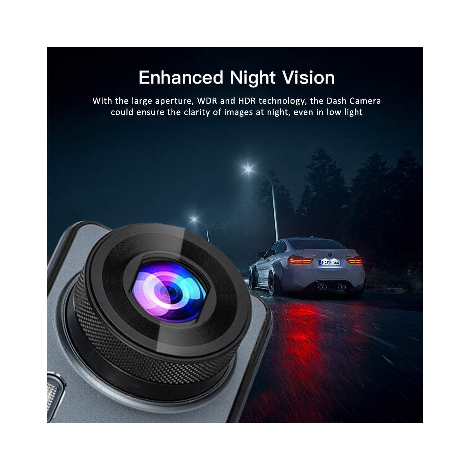 Caméra de tableau de bord double HD intégrale 1296P avec vision nocturne grand-angle 140° 4 po pour l’auto