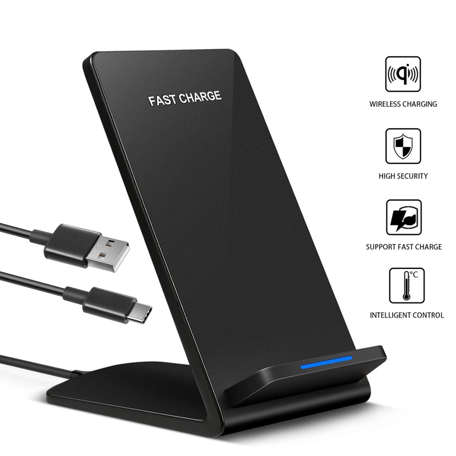 15W Qi-Certified Fast Wireless Charging Stand for Galaxy S21 S20 iPhone 12 11 Xs