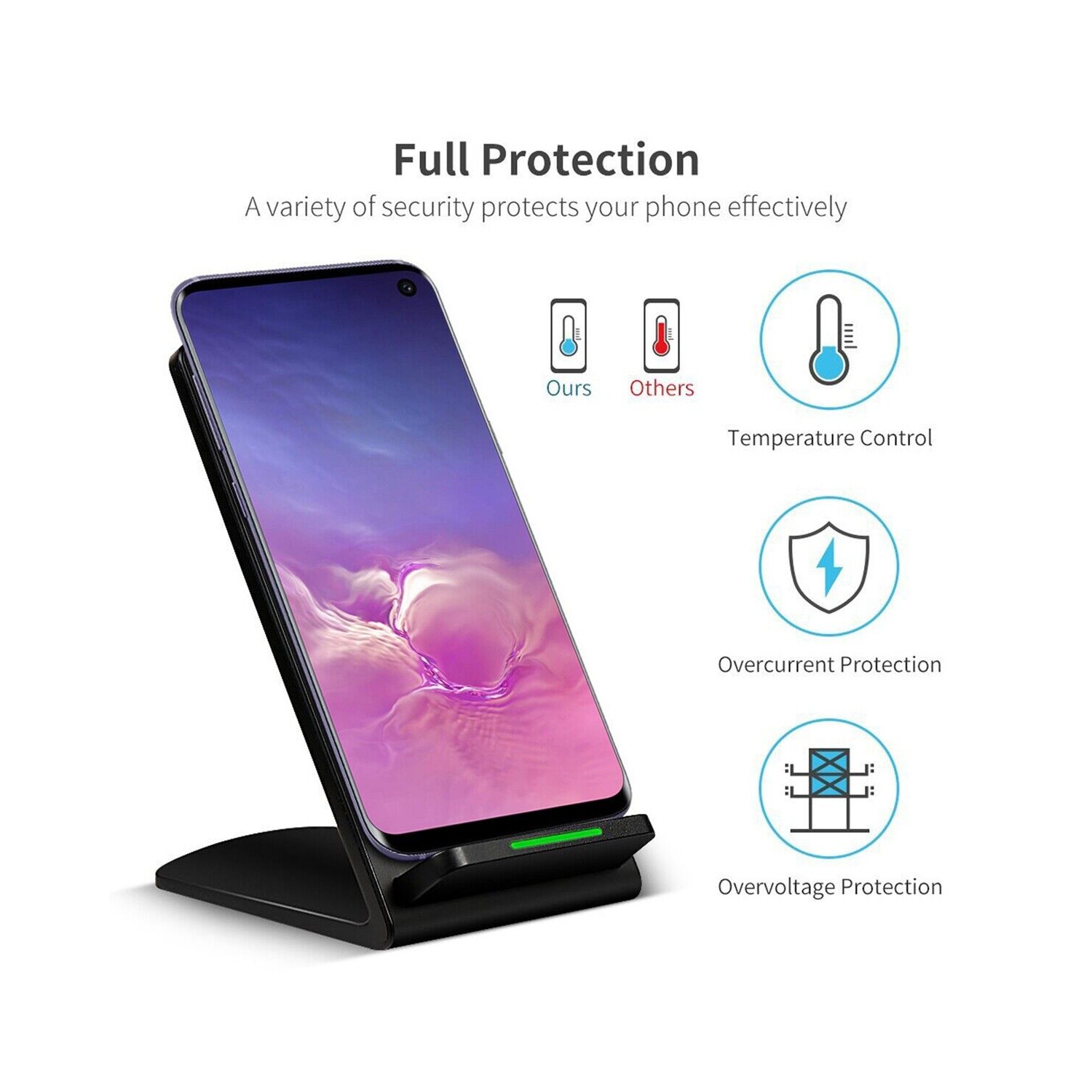 15W Qi-Certified Fast Wireless Charging Stand for Galaxy S21 S20 iPhone 12 11 Xs
