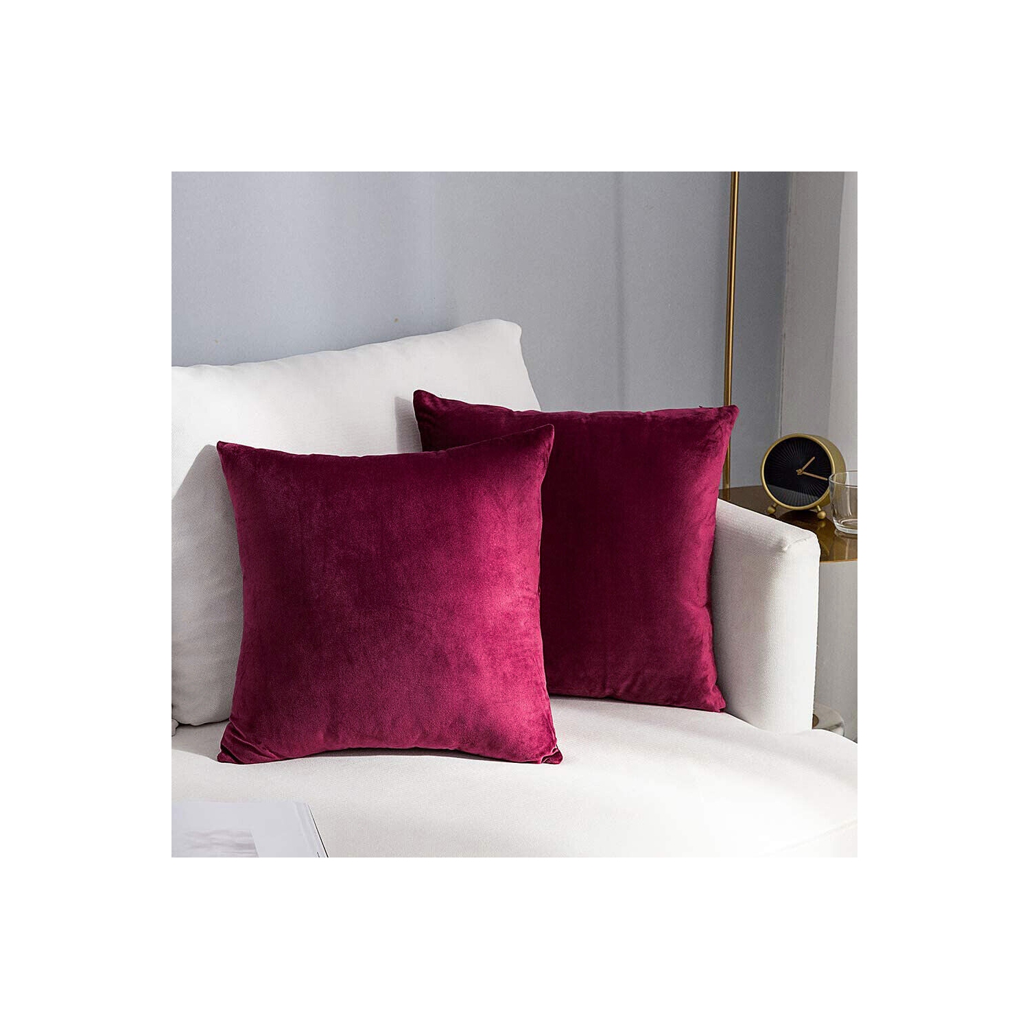 Paquet de 2 housses d’oreiller en velours doux de luxe pour fête/Noël, 18 x 18 po