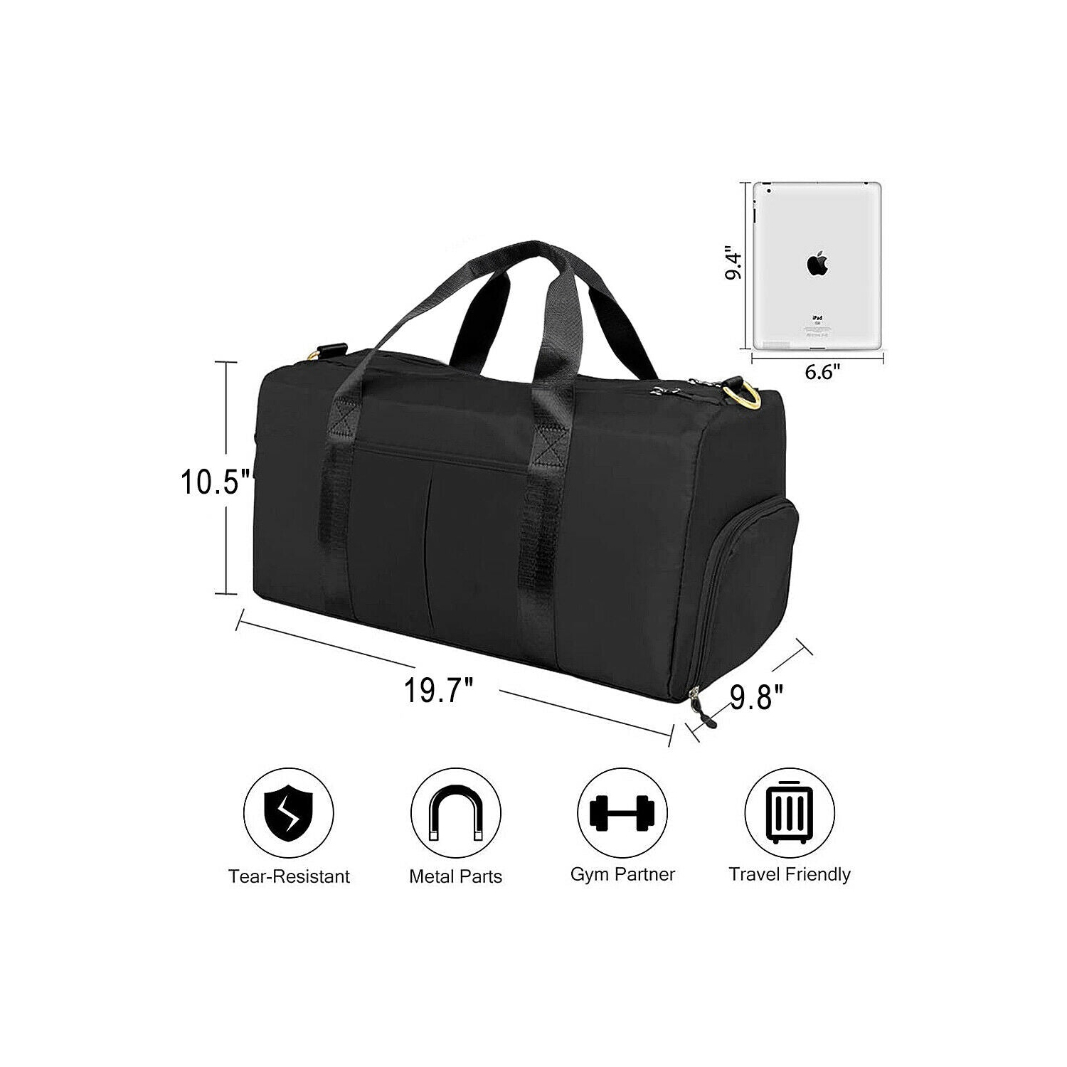 Sac de sport noir, capuchon en polyuréthane, lunettes et caleçon de bain antibuée et UV pour hommes au