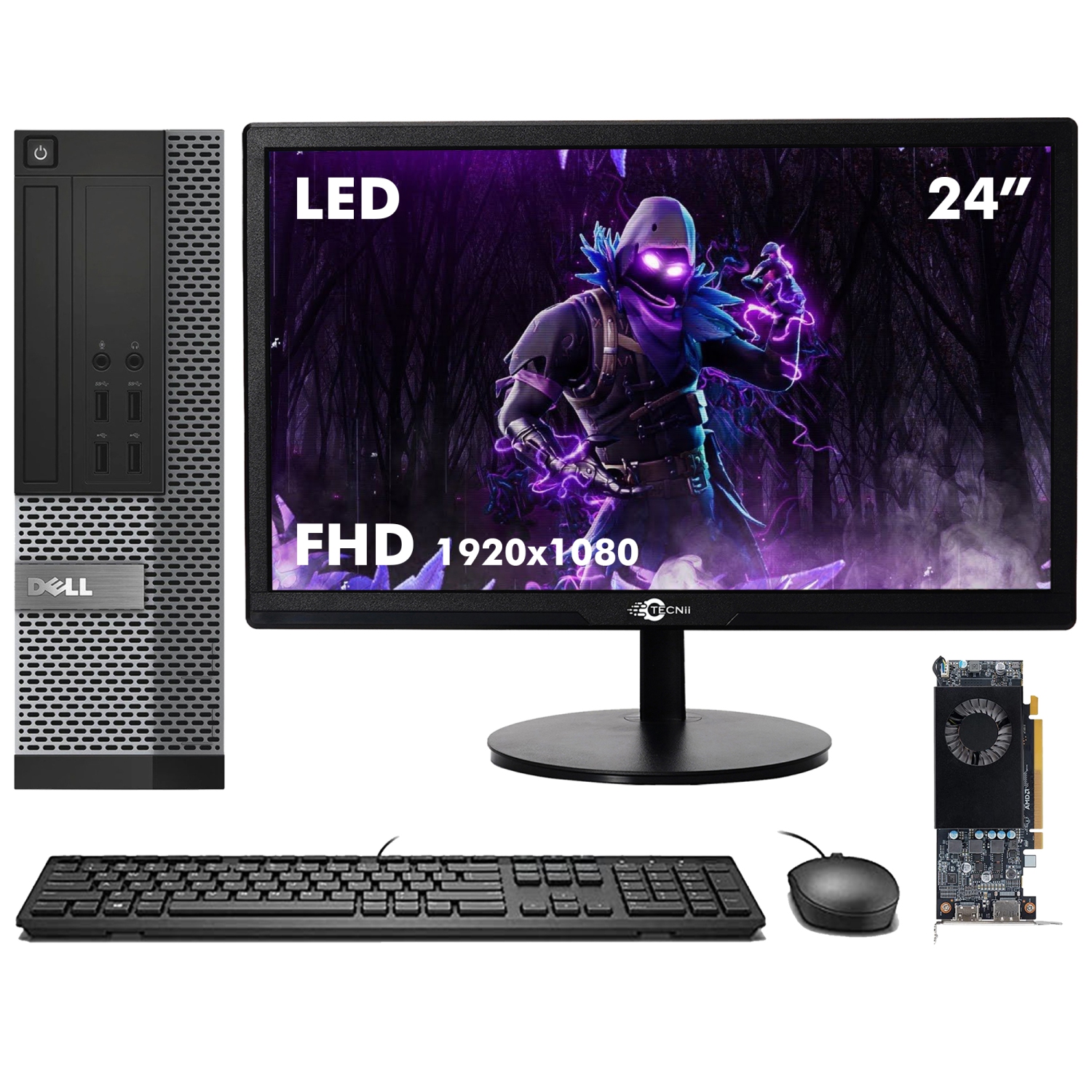 (Refurbished Good)-Gaming PC Dell with 24" Monitor|AMD Radeon RX 550 4GB Graphics Card|Intel Core i7 Processor| 1TB SSD Storage 16GB Memory|Windows 10 Pro|New Keyboard & Mouse|Wifi