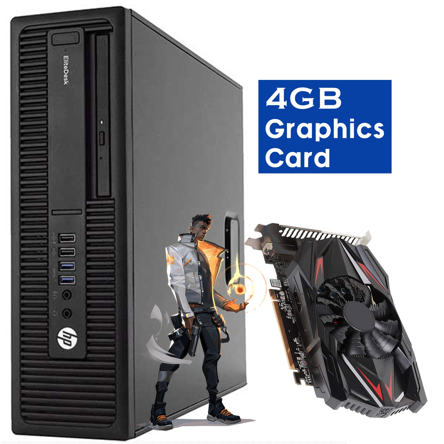 (Refurbished Good)-Gaming Desktop Computer HP Elite Intel I5 6th Gen 16GB RAM 512GB New SSD AMD Radeon RX 550 Graphics Card ,Keyboard & Mouse Wifi Windows 10 Pro -Refurbished