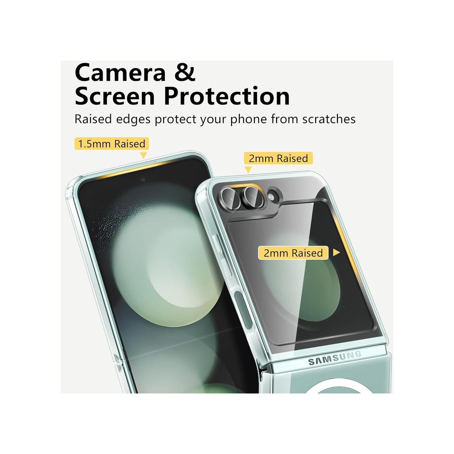 TopSave – Étui magnétique hybride compatible avec MagSafe, protecteur, dos résistant aux égratignures, série Classic, transparent pour Galaxy Z Flip 6