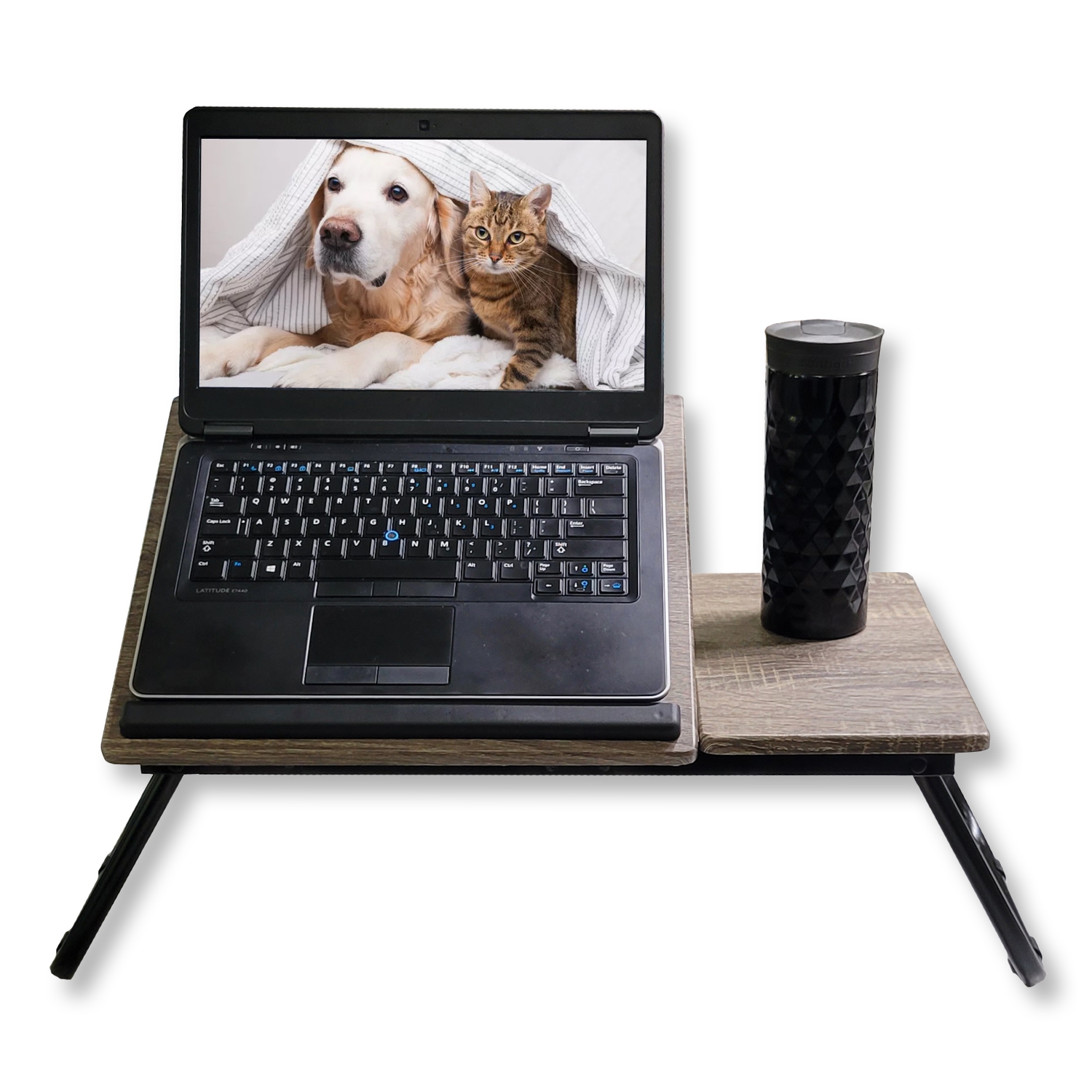 ITY International - Adjustable Folding Bed Tray, Taupe Gray Wood Pattern