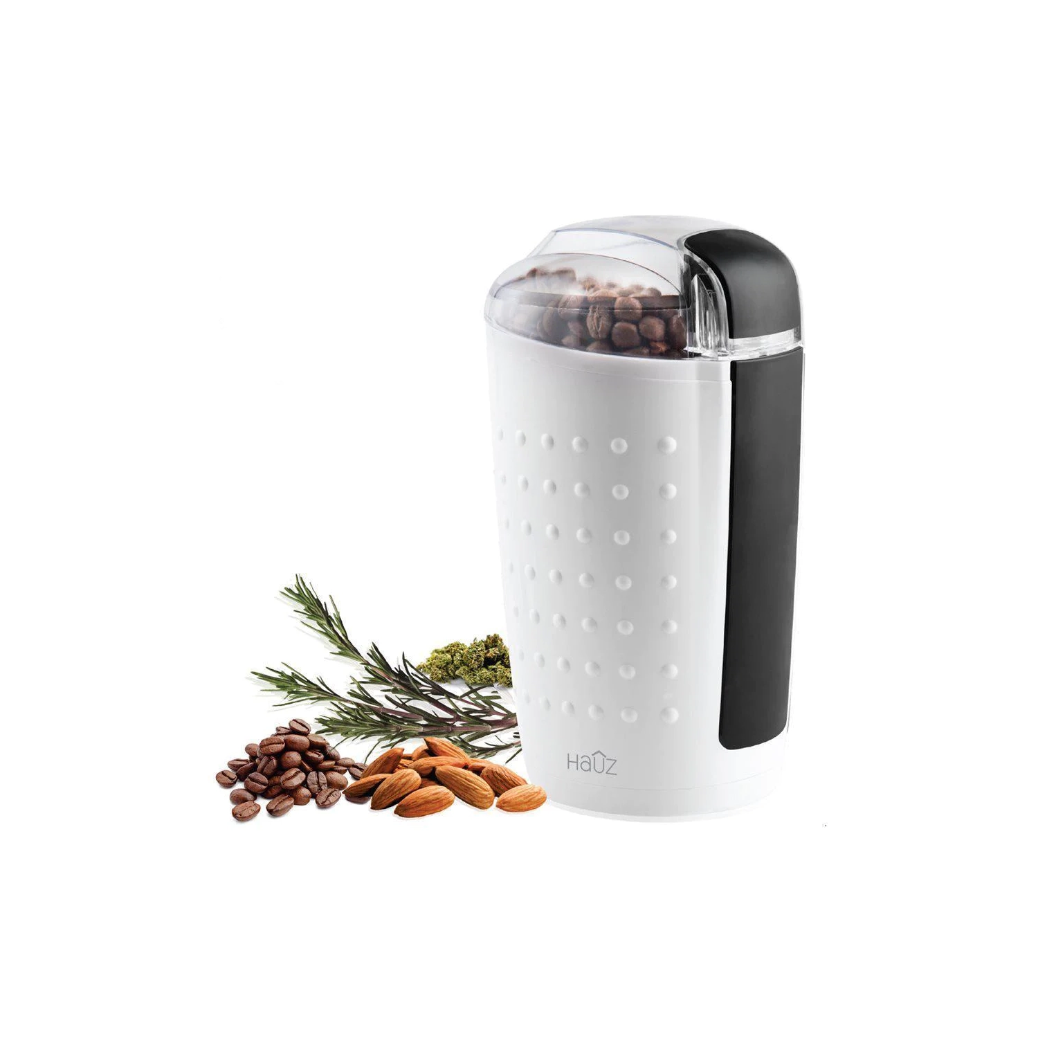 Hauz ACG326 Moulin Électrique pour Café Épices et Fines Herbes Blanc