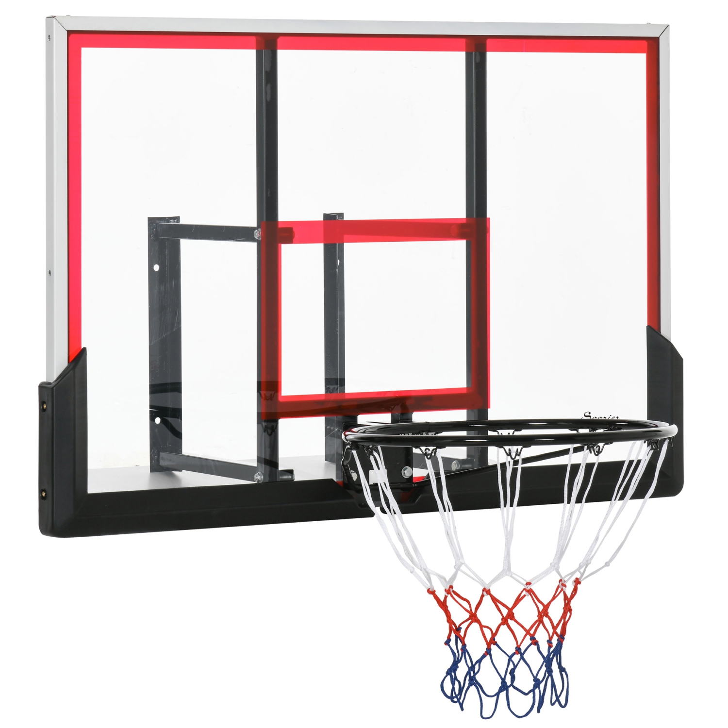 Soozier Wall Mounted Basketball Hoop, Backboard and Rim Combo, with 43'' x 30'' Shatter Proof Backboard, Durable Bracket and Net, for Indoor and Outdoor