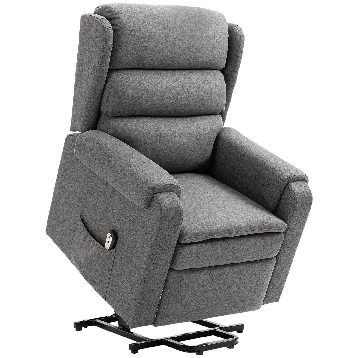 HOMCOM Power Lift Recliner Chair for Elderly, Fabric Electric Stand-Up Sofa, Heavy-Duty Reclining Chair with Pockets for Living Room, Dark Grey