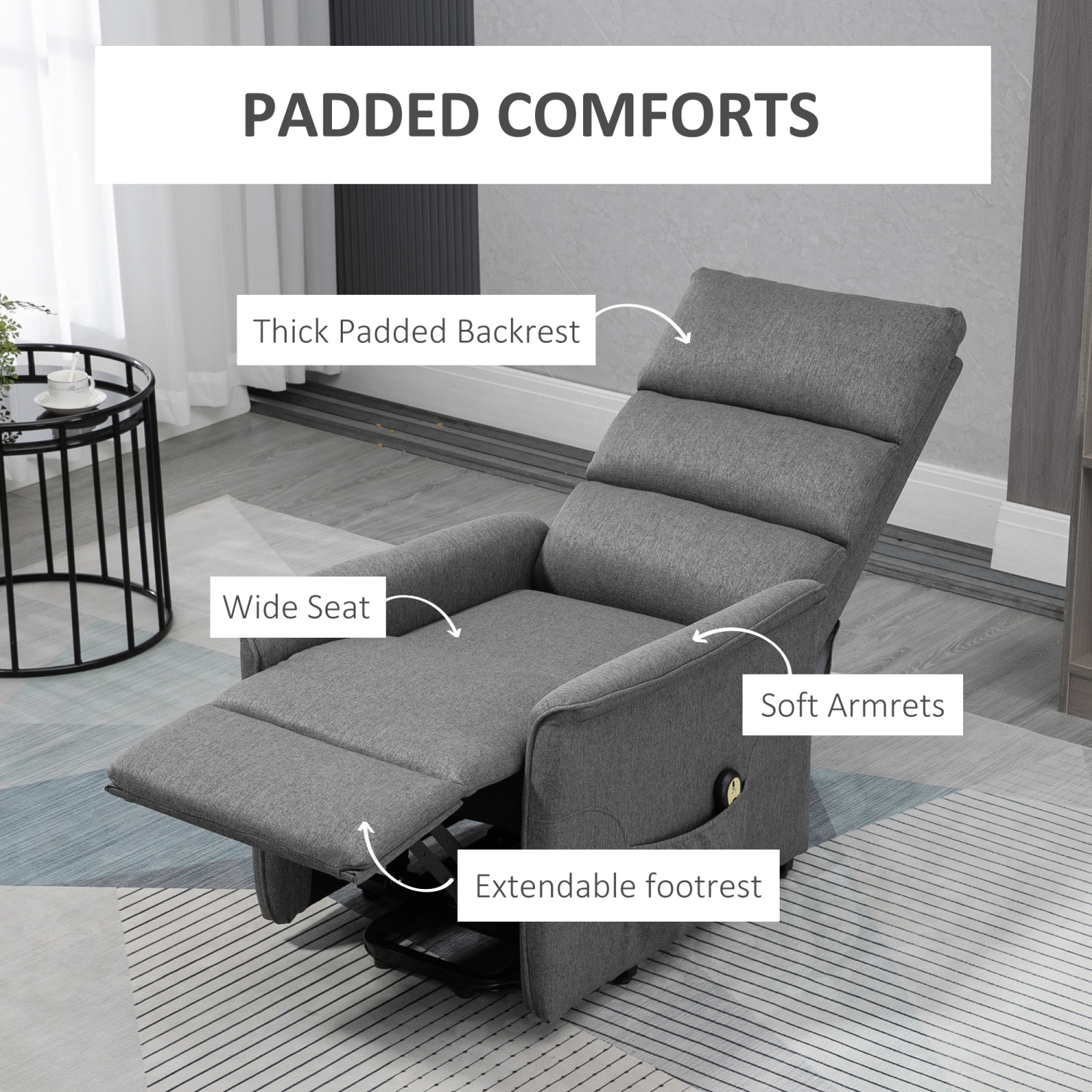 HOMCOM Power Lift Recliner Chair, Electric Lift Chair for Elderly, Padded Reclining Sofa with Remote Control, Side Pockets, Footrest, for Living