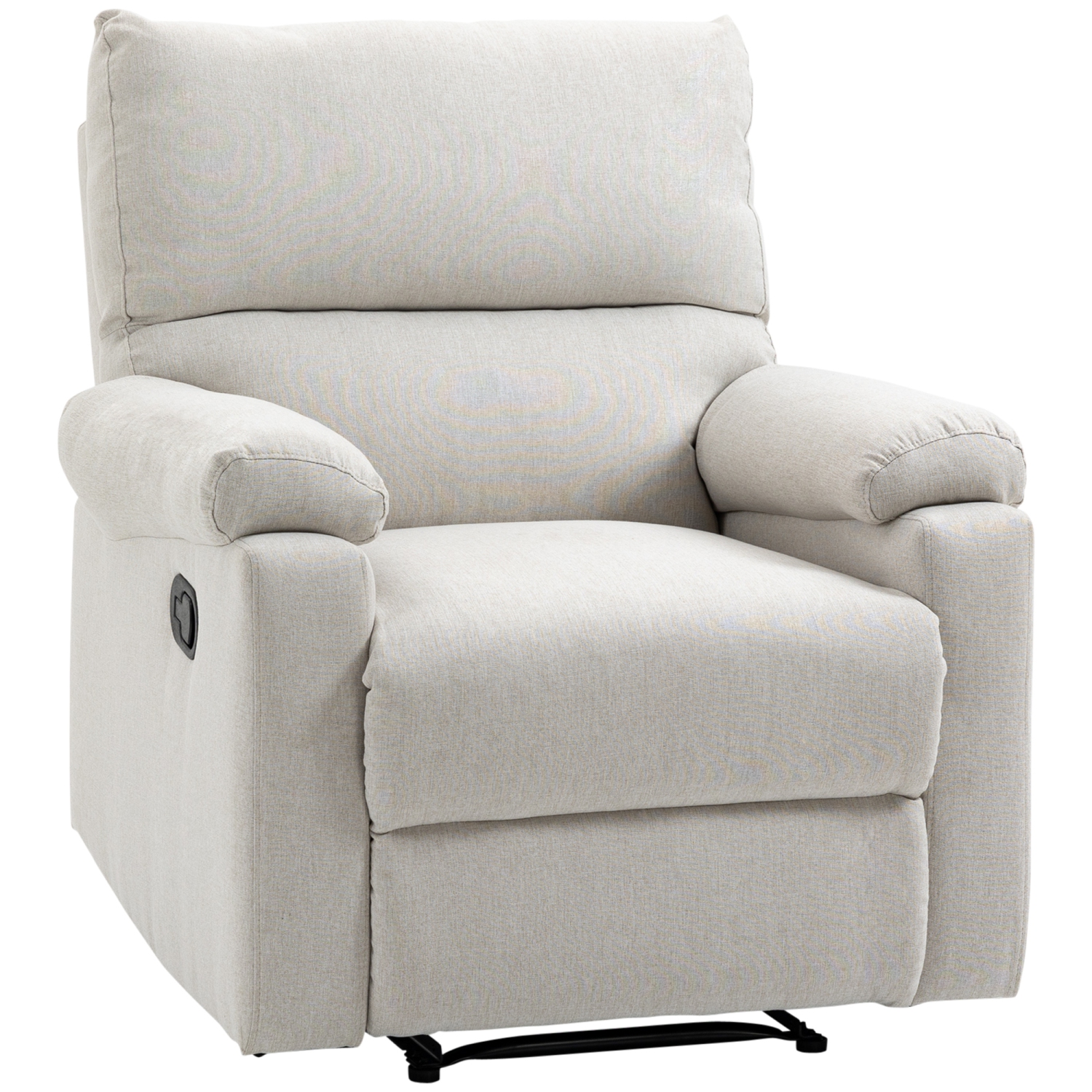HOMCOM Recliner Chair, Upholstered Manual Reclining Sofa Chair with Padded Seat, Footrest for Living Room, Study, Bedroom, Cream White