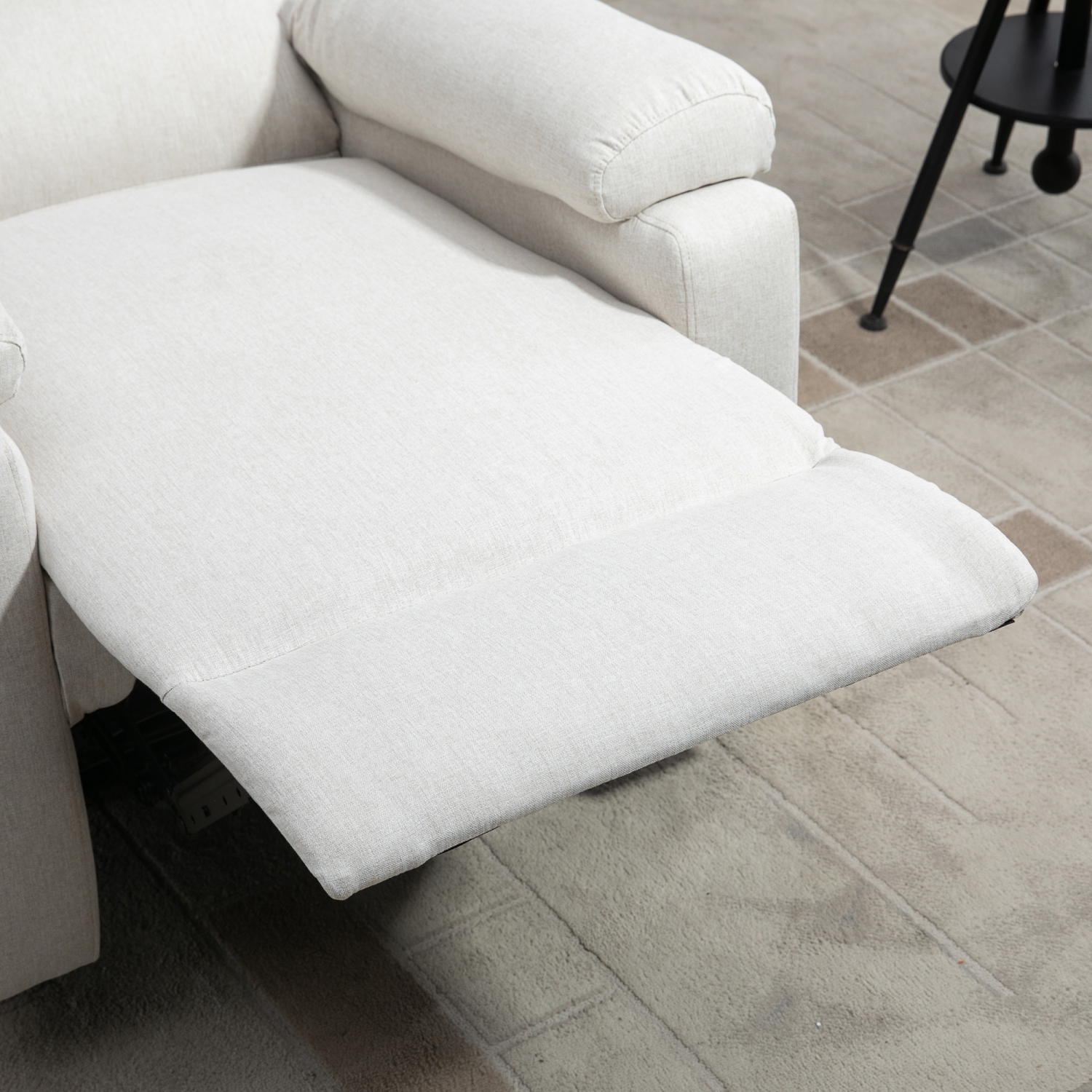 HOMCOM Recliner Chair, Upholstered Manual Reclining Sofa Chair with Padded Seat, Footrest for Living Room, Study, Bedroom, Cream White