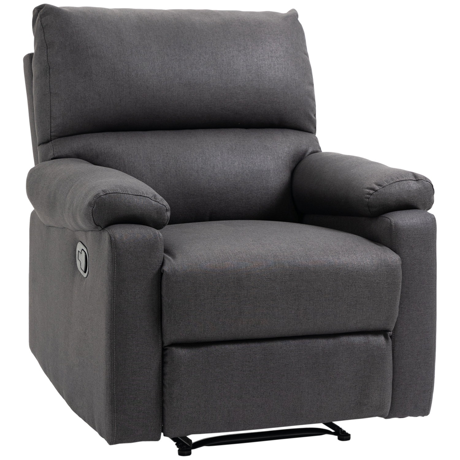 HOMCOM Fauteuil inclinable manuel avec repose-pieds pour salon, chambre, bureau, gris foncé