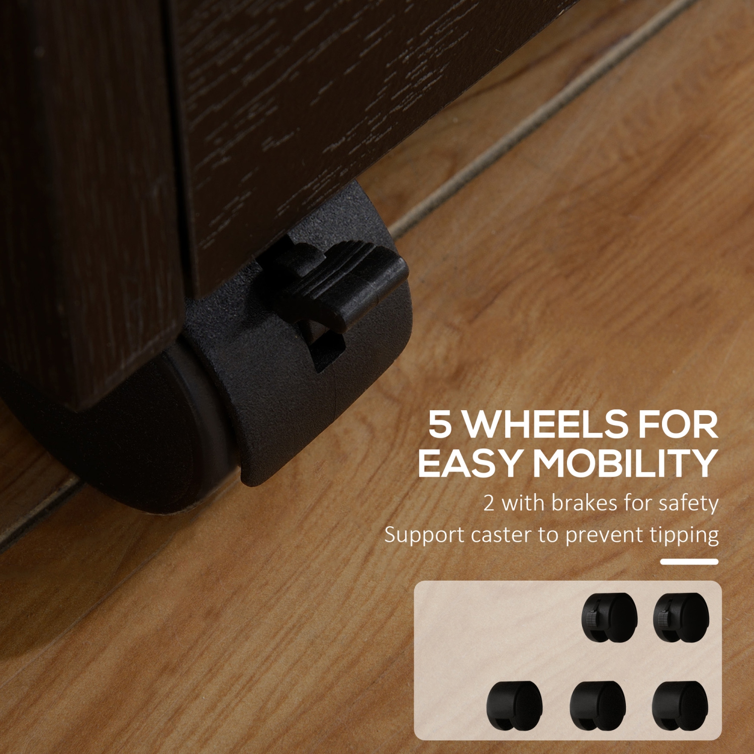 HOMCOM – Classeur à 3 tiroirs avec verrou et rebord supérieur, classeur verrouillable sur roulettes pour format lettre et A4, noir