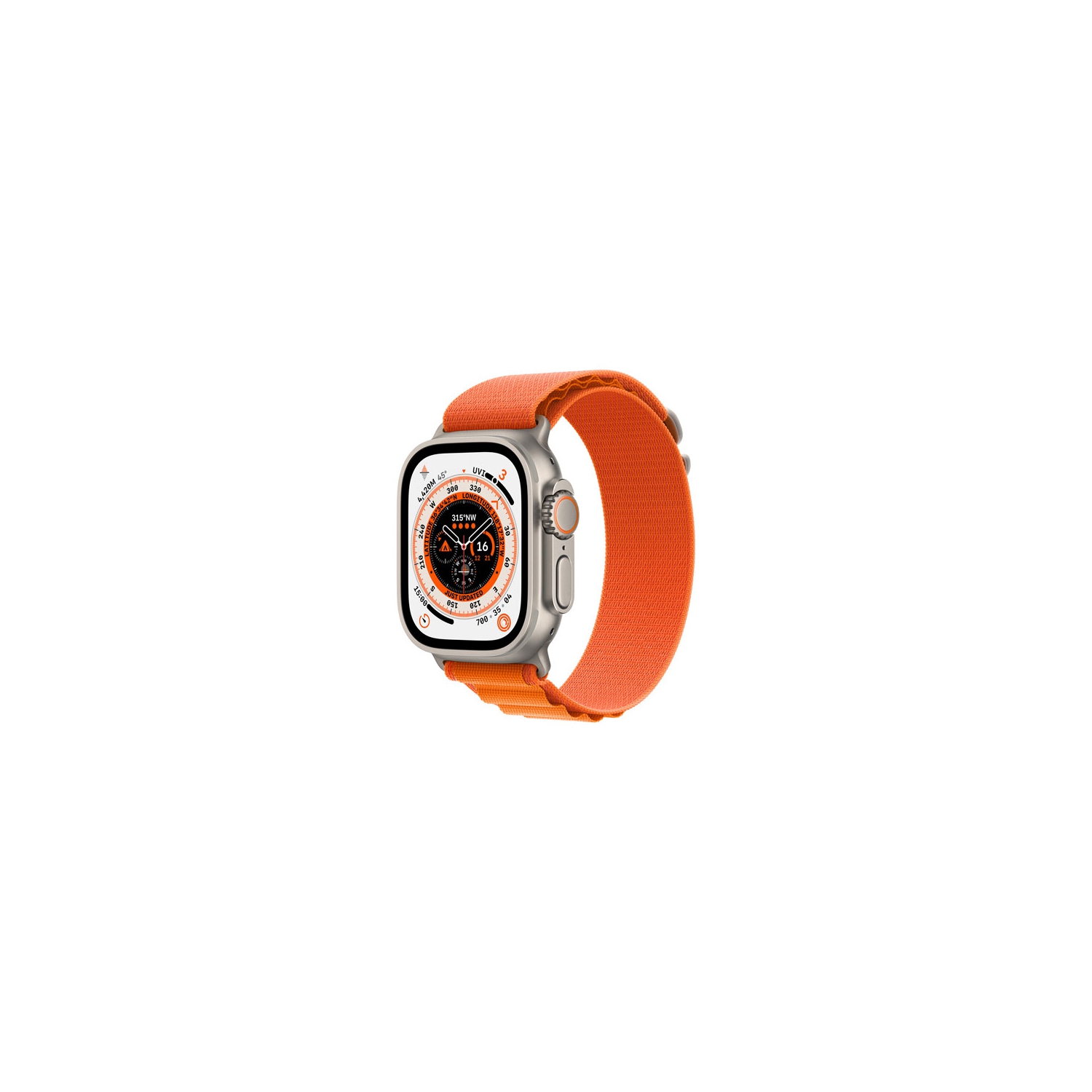 Refurbished (Good) - Apple Watch Ultra (GPS + Cellular) 49mm Titanium Case with Orange Alpine Loop - Large