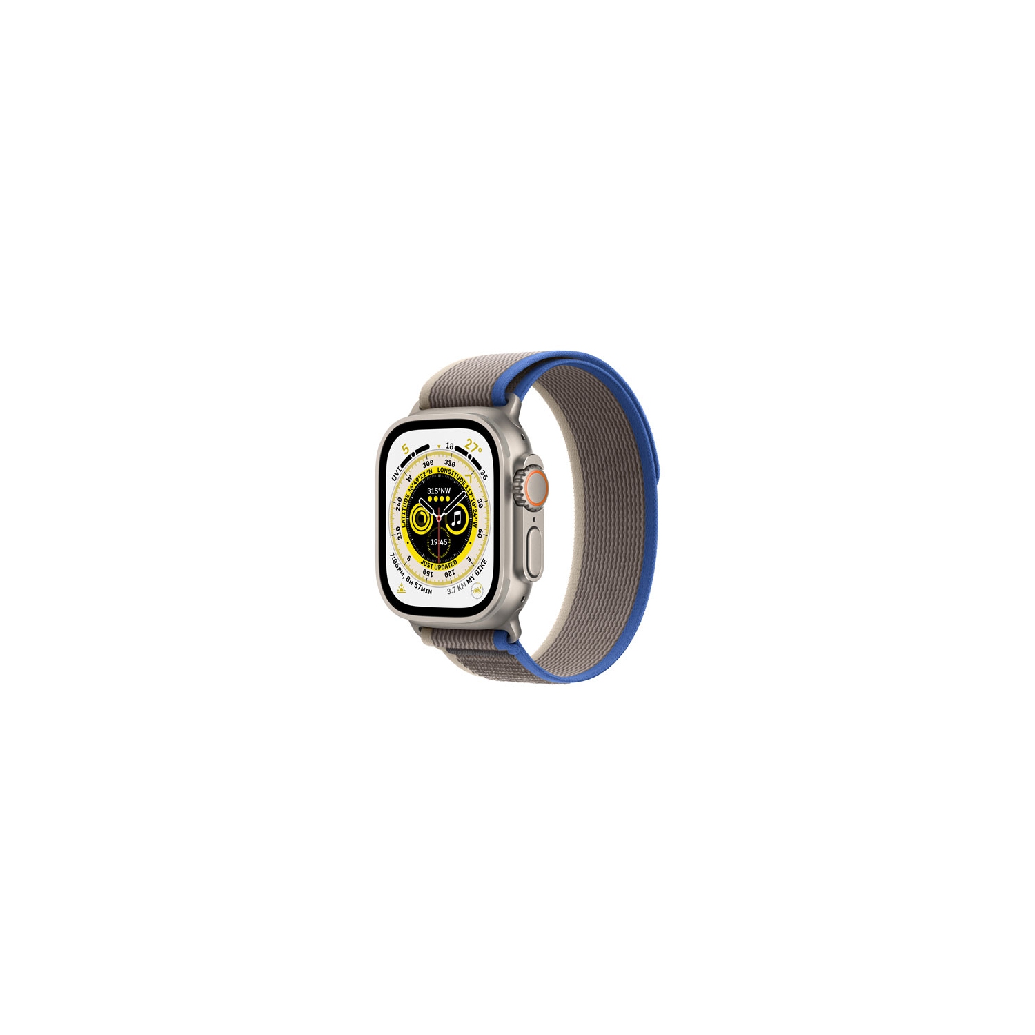 Refurbished - Apple Watch Ultra (GPS + Cellular) 49mm Titanium Case with Blue / Grey Trail Loop - Medium / Large
