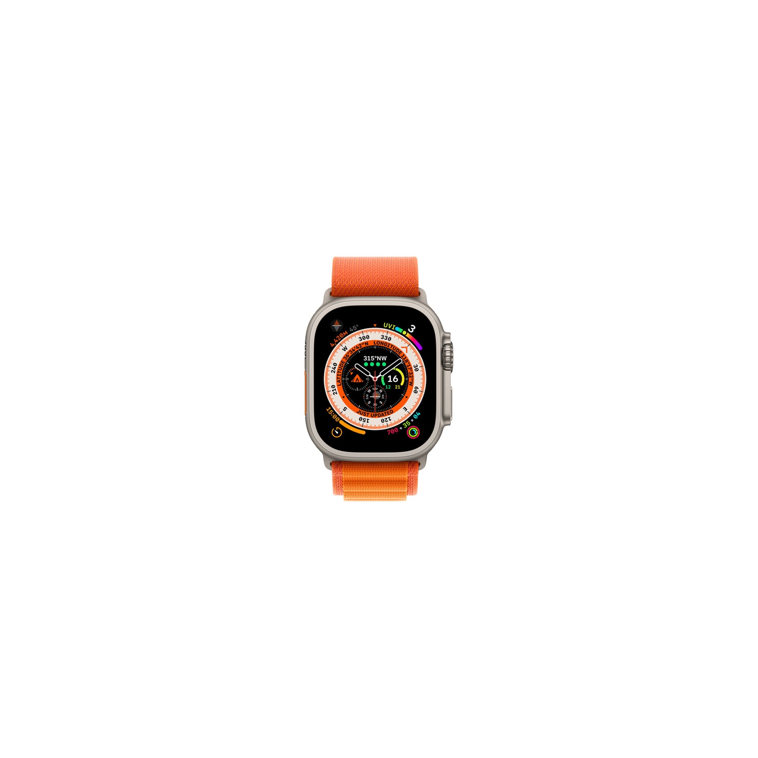 Remis à neuf – Apple Watch Ultra (GPS + cellulaire) boîtier 49 mm en titane avec boucle Alpine orange – moyen