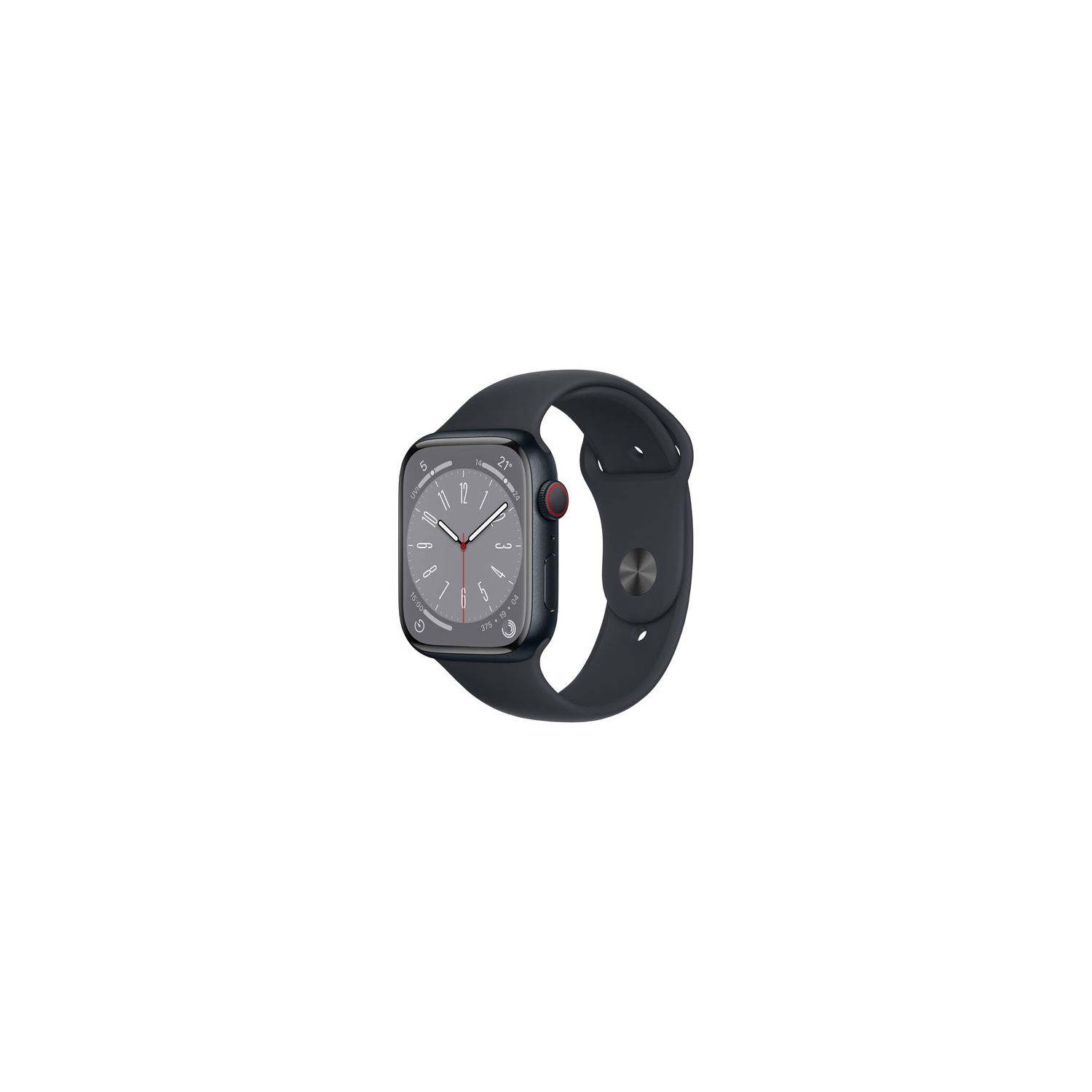 Refurbished - Apple Watch Series 8 (GPS + Cellular) 45mm Midnight Aluminum Case with Midnight Sport Band - Medium / Large