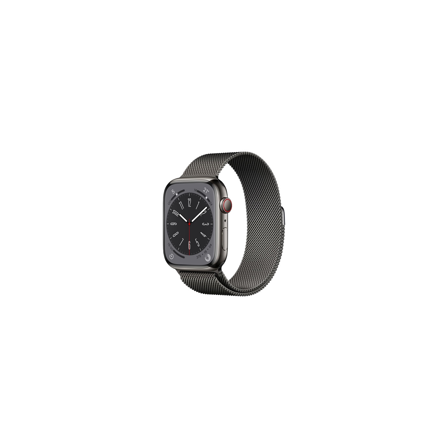 Remis à neuf - Apple Watch Series 8 (GPS + cellulaire) 45&nbsp;mm avec boîtier en acier inoxydable graphite et bracelet milanais graphite