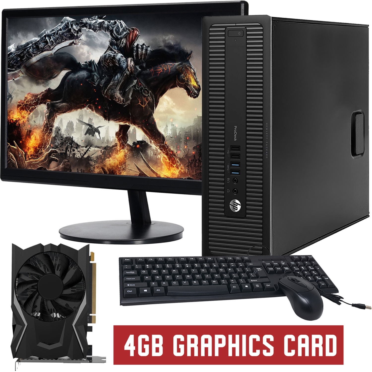 (Refurbished Good)-Gaming Computer with Monitor-HP computer,24 Inch,4GB Graphics Card, Intel Core i7@3.40GHz,1TB Storage 16GB Memory,New Keyboard & Mouse,Win 10 Pro,USB WiFi