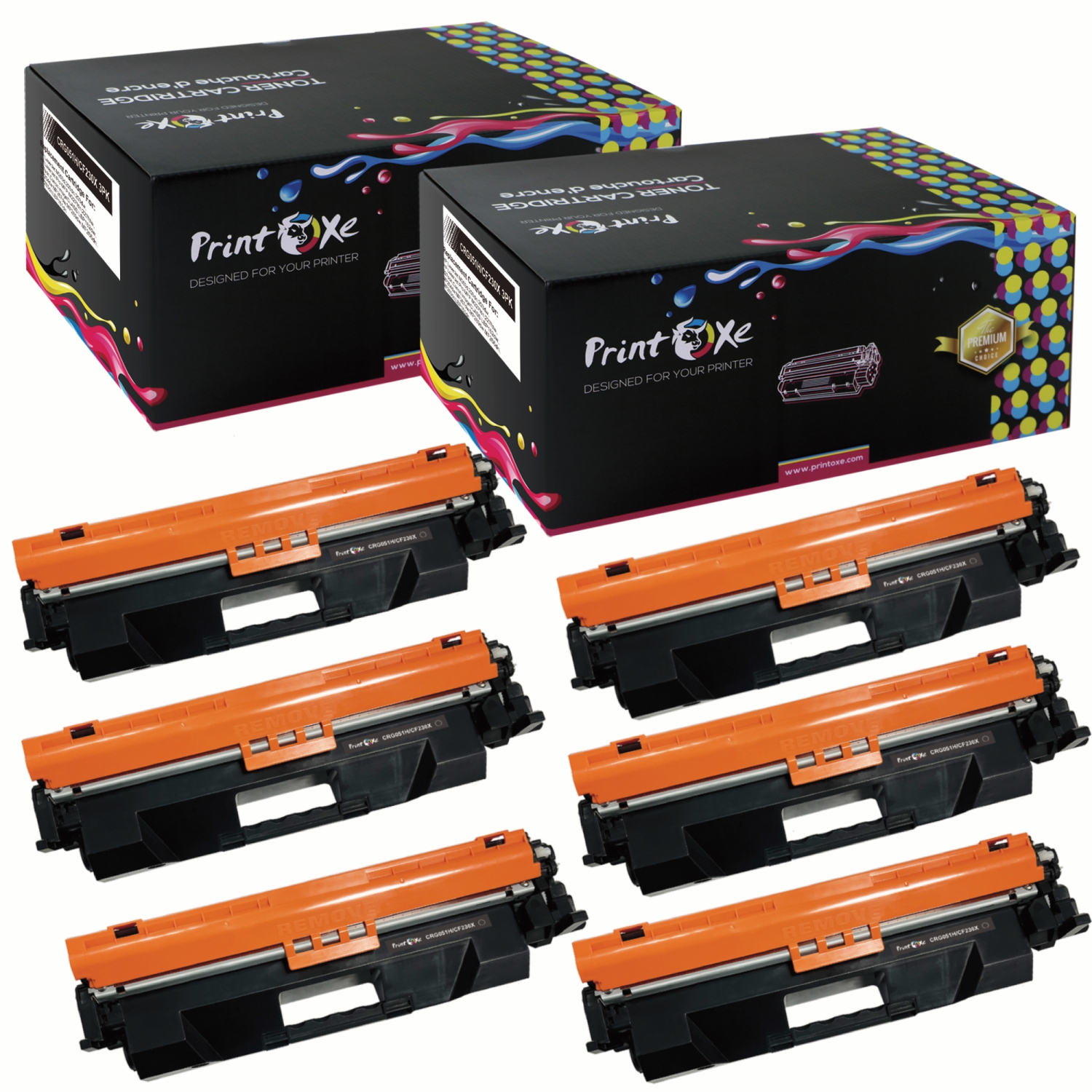 PRINTOXE® CRG 051H / CF230X compatible avec HP & Canon - 6 cartouches de toner pour LaserJet M203 MFP série M227 et ImageClass MF263 MF264 MF267