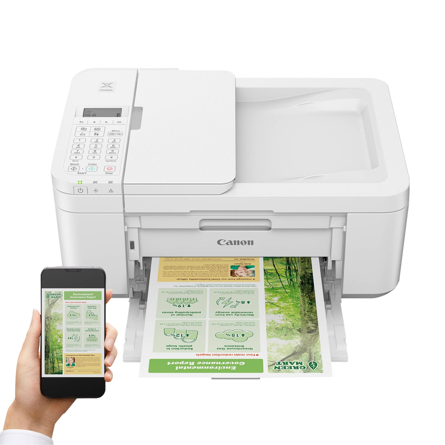 Imprimante à jet d'encre couleur tout-en-un sans fil PIXMA TR4720 de Canon pour le travail à domicile - Blanc