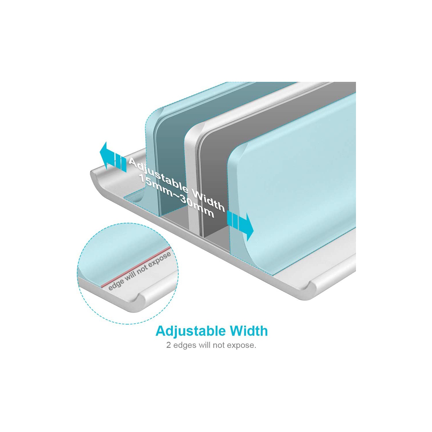 Support vertical réglable à deux fentes pour portable nouveau support de bureau en aluminium à 2 fentes pour tous les