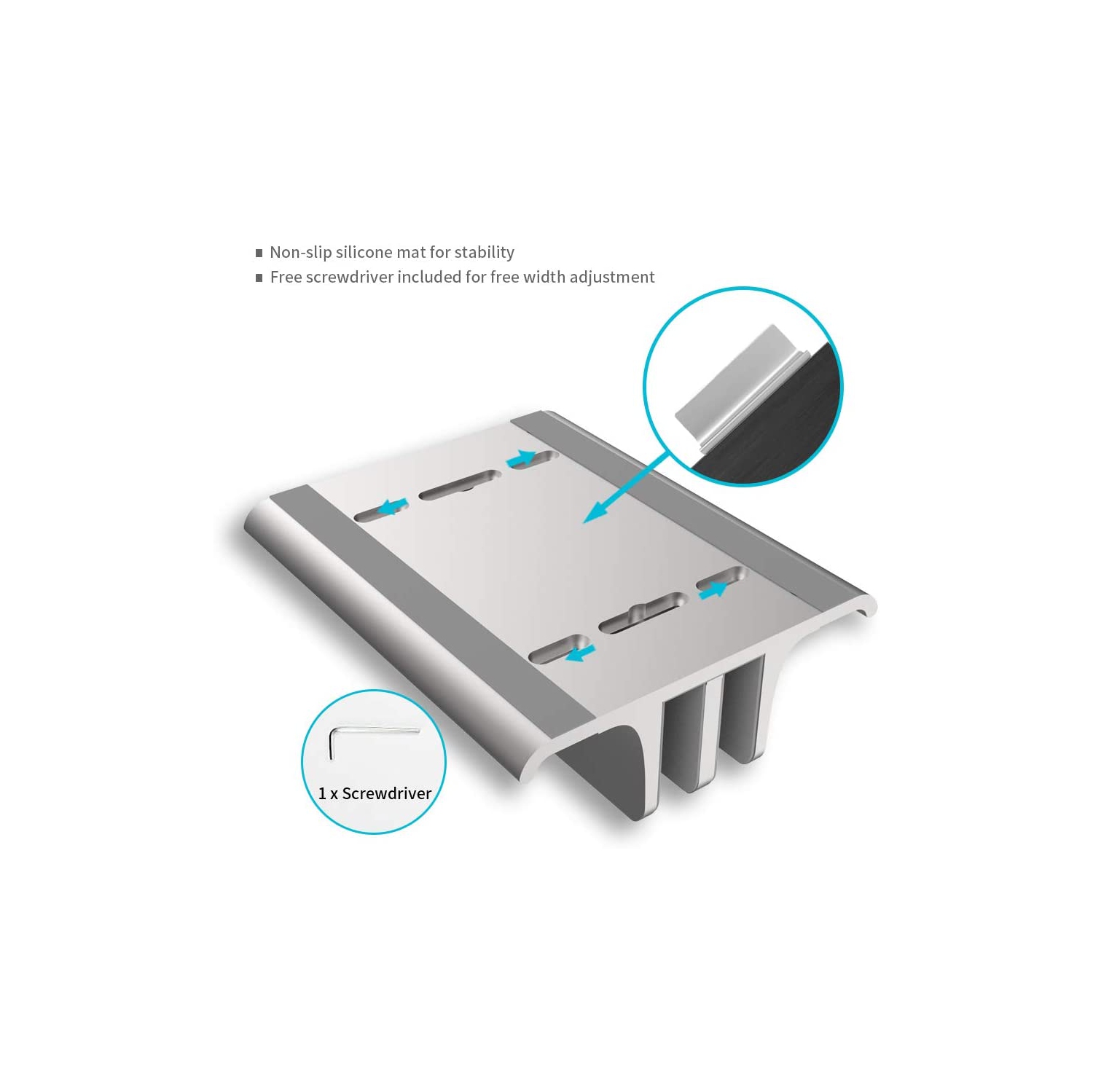 Support vertical réglable à deux fentes pour portable nouveau support de bureau en aluminium à 2 fentes pour tous les