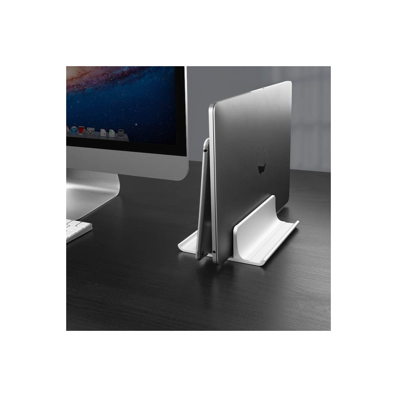 Support vertical réglable à deux fentes pour portable nouveau support de bureau en aluminium à 2 fentes pour tous les