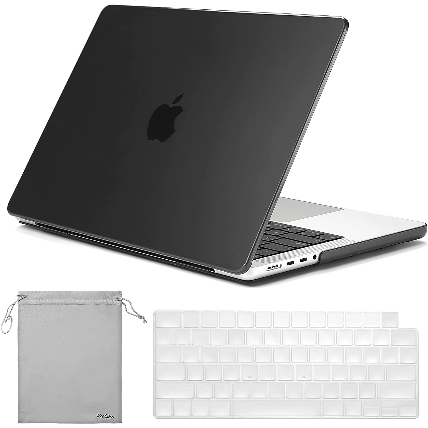MacBook Pro 14 Inch Case 2021 Model A2442 with M1 Pro/Max Chip, Hard Case Shell Cover and Keyboard Skin Cover for 14 Inch MacBook Pro 2021 with Touch ID -Black
