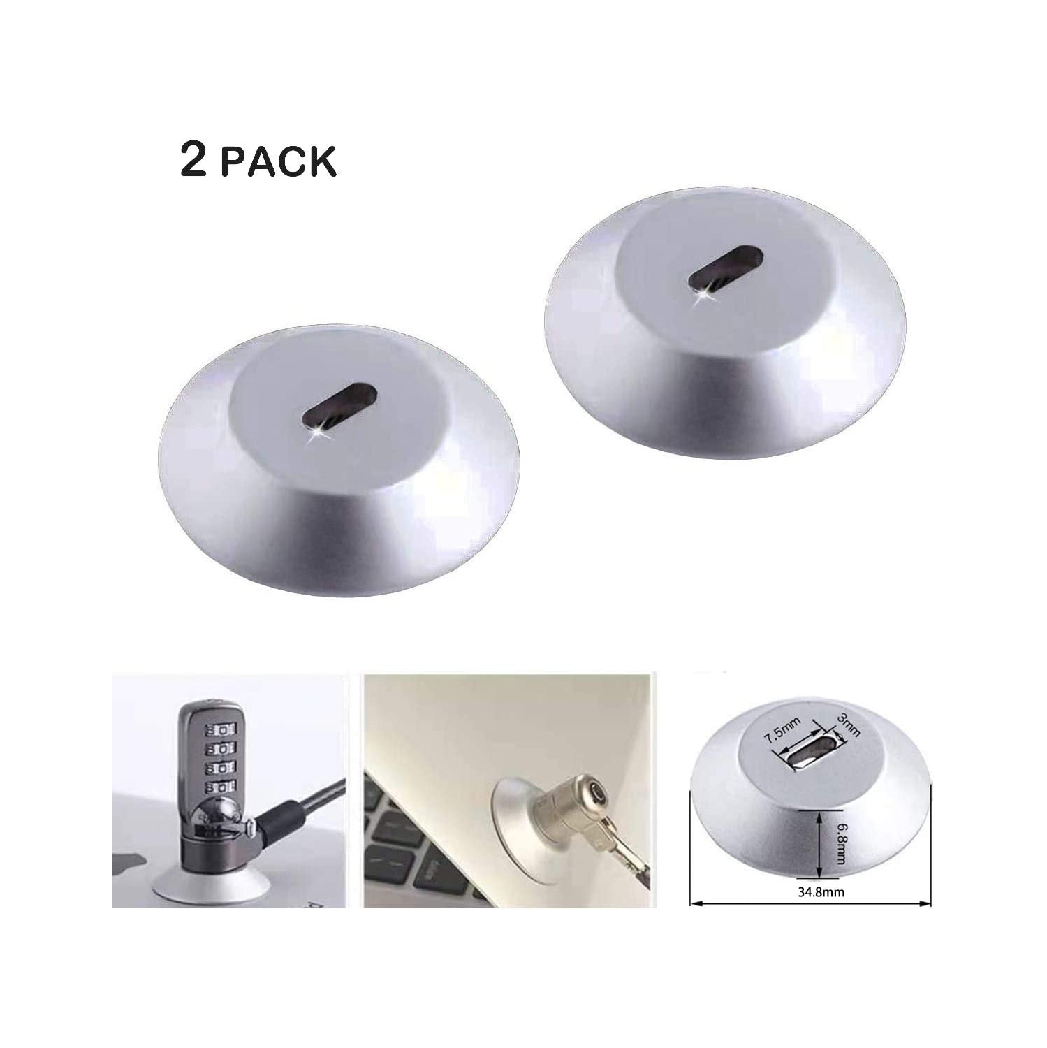 3M – plaque de sécurité adhésive à fente pour dispositifs d’ancrage, plaques de verrouillage universelles pour ordinateur portatif MacBook et autres