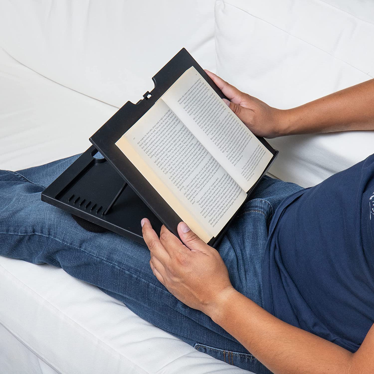 Mind Reader Adjustable 8 Position Lap Top Desk with Cushions, Black