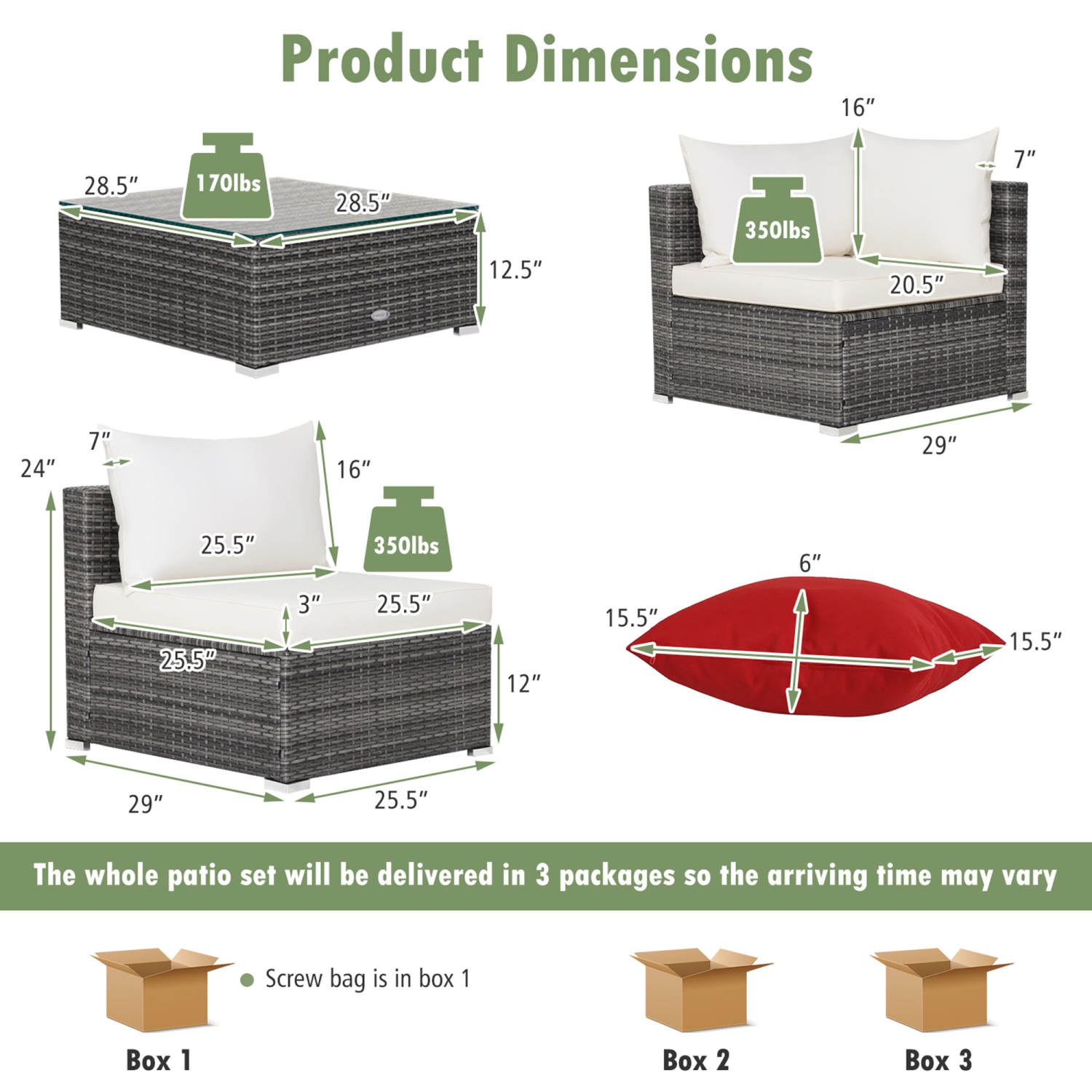 Gymax 7PCS Patio Rattan Sectional Sofa Set Outdoor Furniture Set w/ Cushions