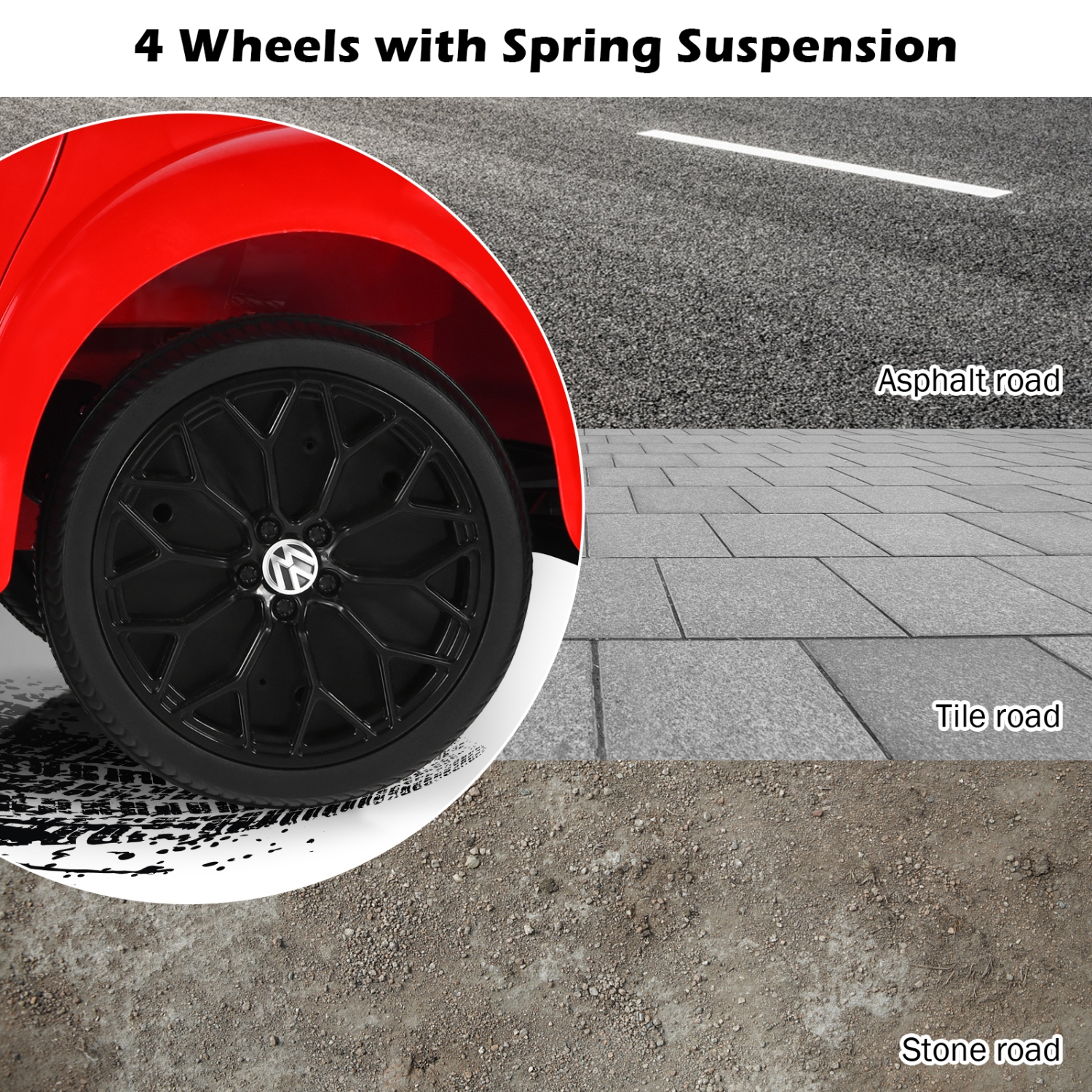 Topbuy 12 Toddler Ride On Car Volkswagen Beetle Kids Electric Toy w/Remote Control White/Pink/Red