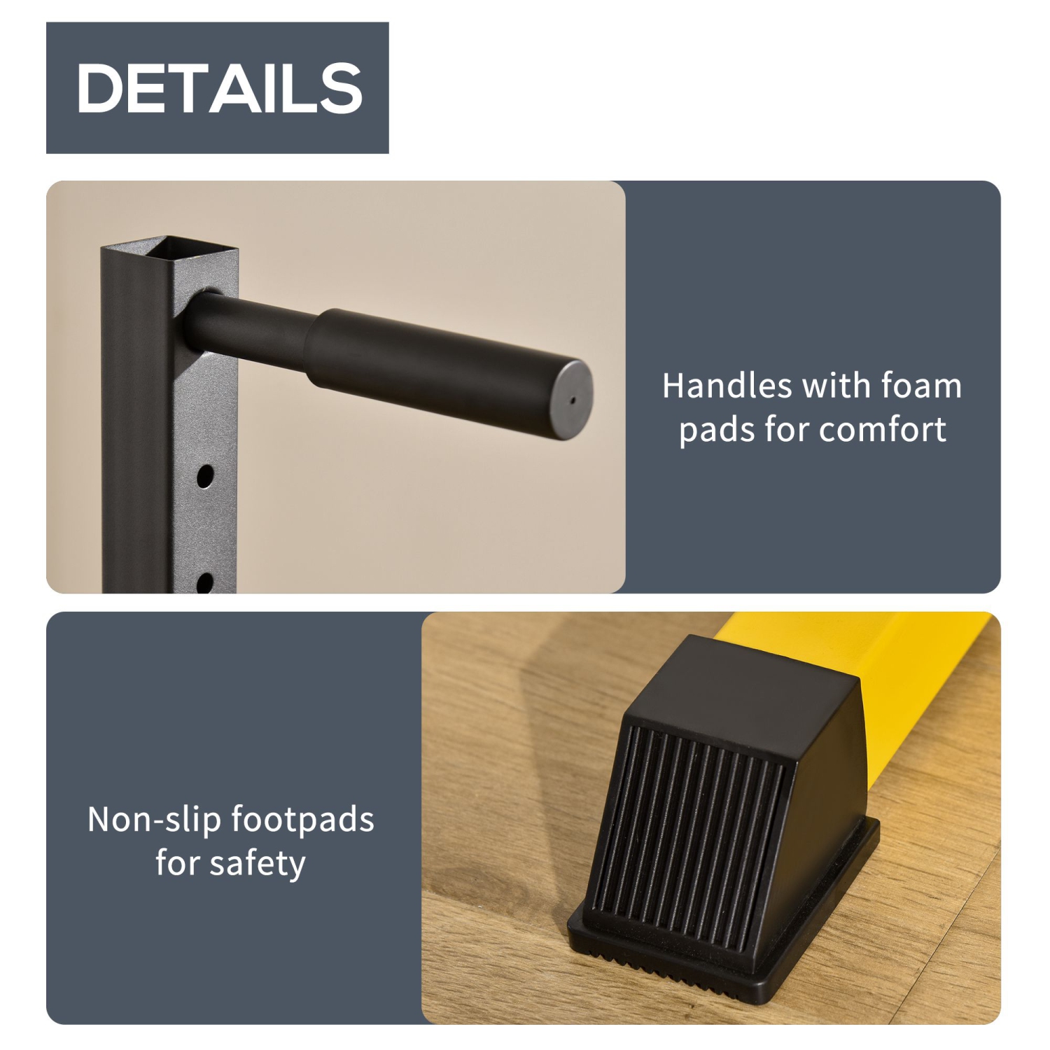 Soozier Dip Station, Body Press Parallel Bar with 10 Adjustable Height, Home Gym Workout Trainer Dip Bar, Yellow