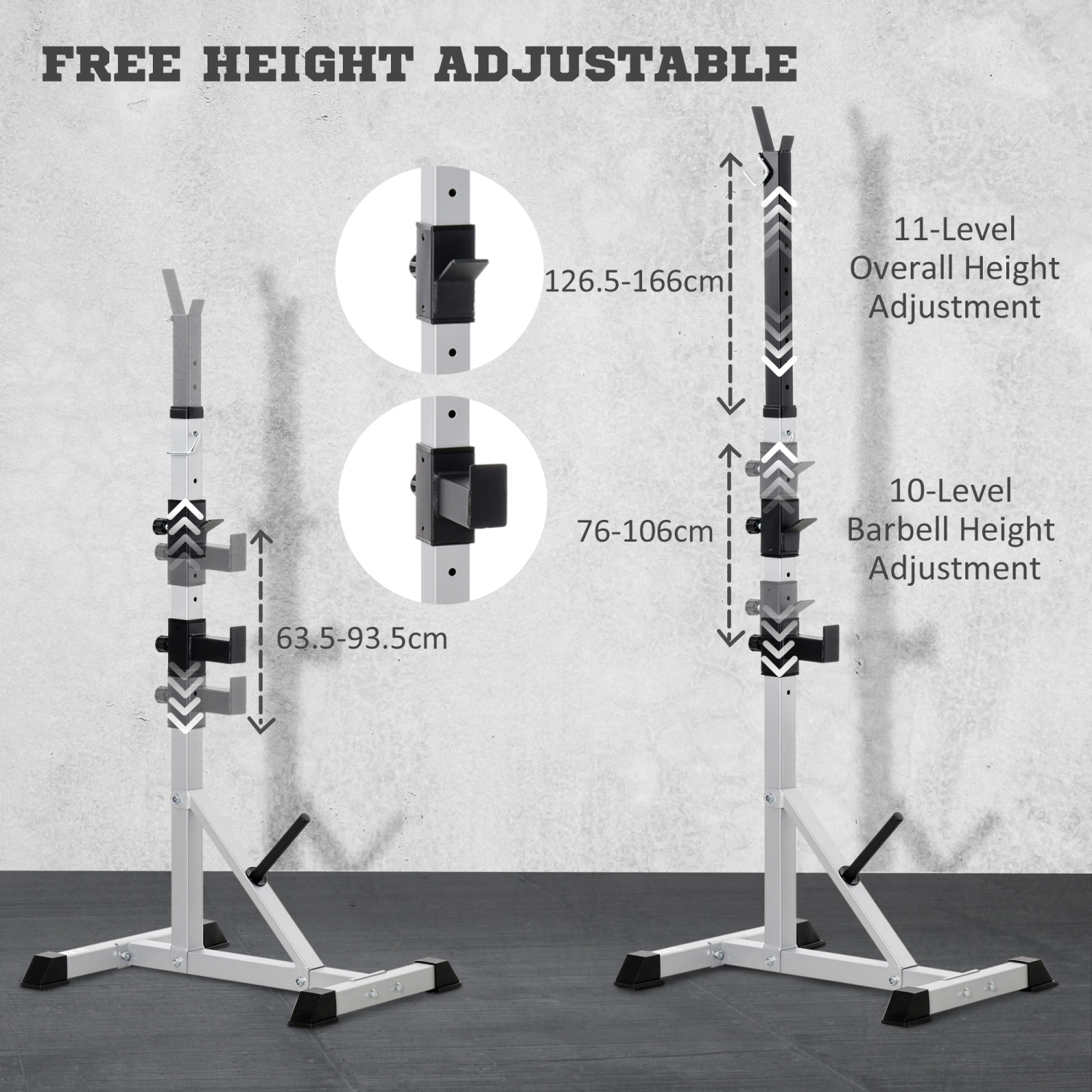 Soozier 2-Piece Barbell Rack, 53.5"-69.3" Height Adjustable Squat Rack Bench Press Rack, 440LBS Capacity