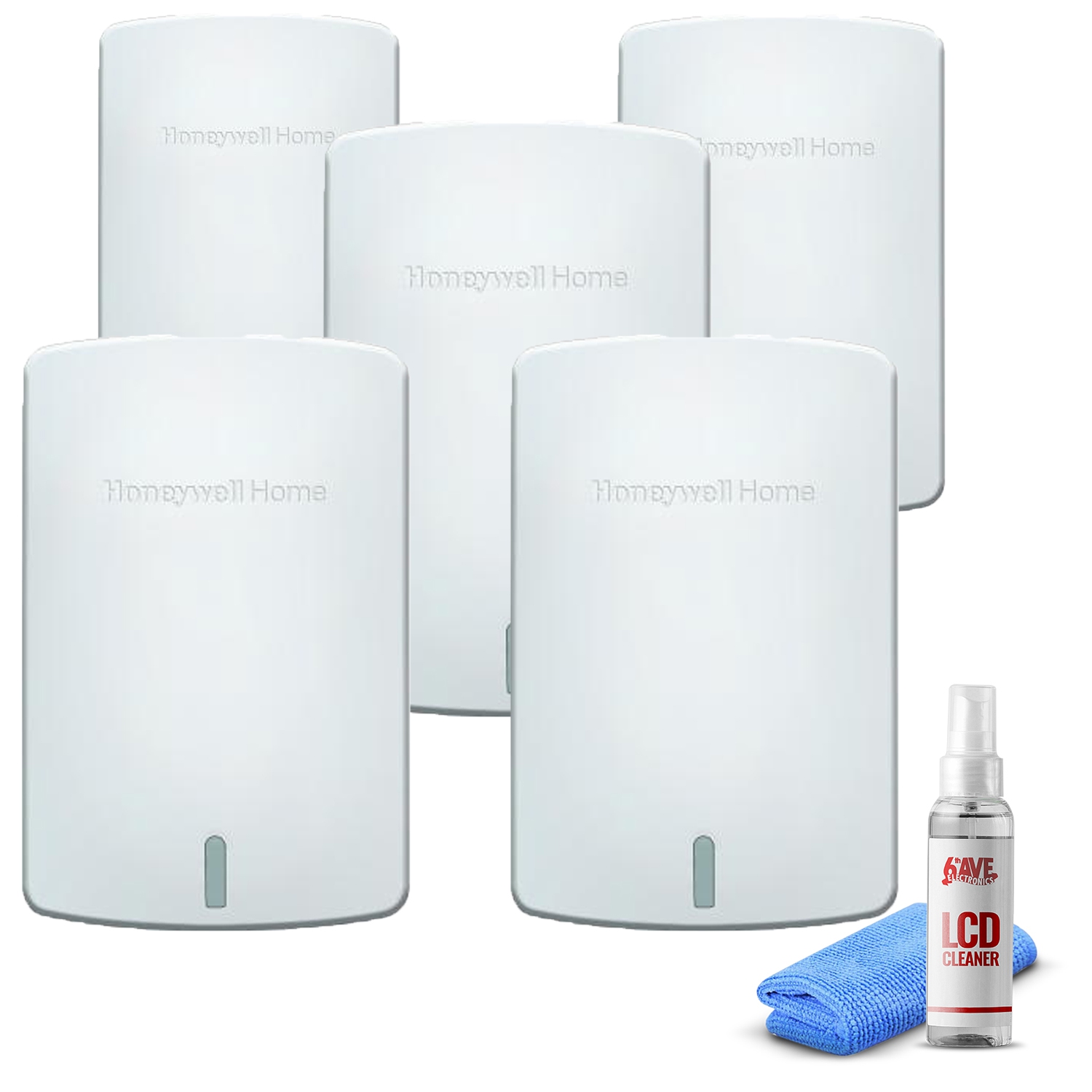 5-Pack Honeywell Wireless Indoor Sensor -White + LCD Cleaner