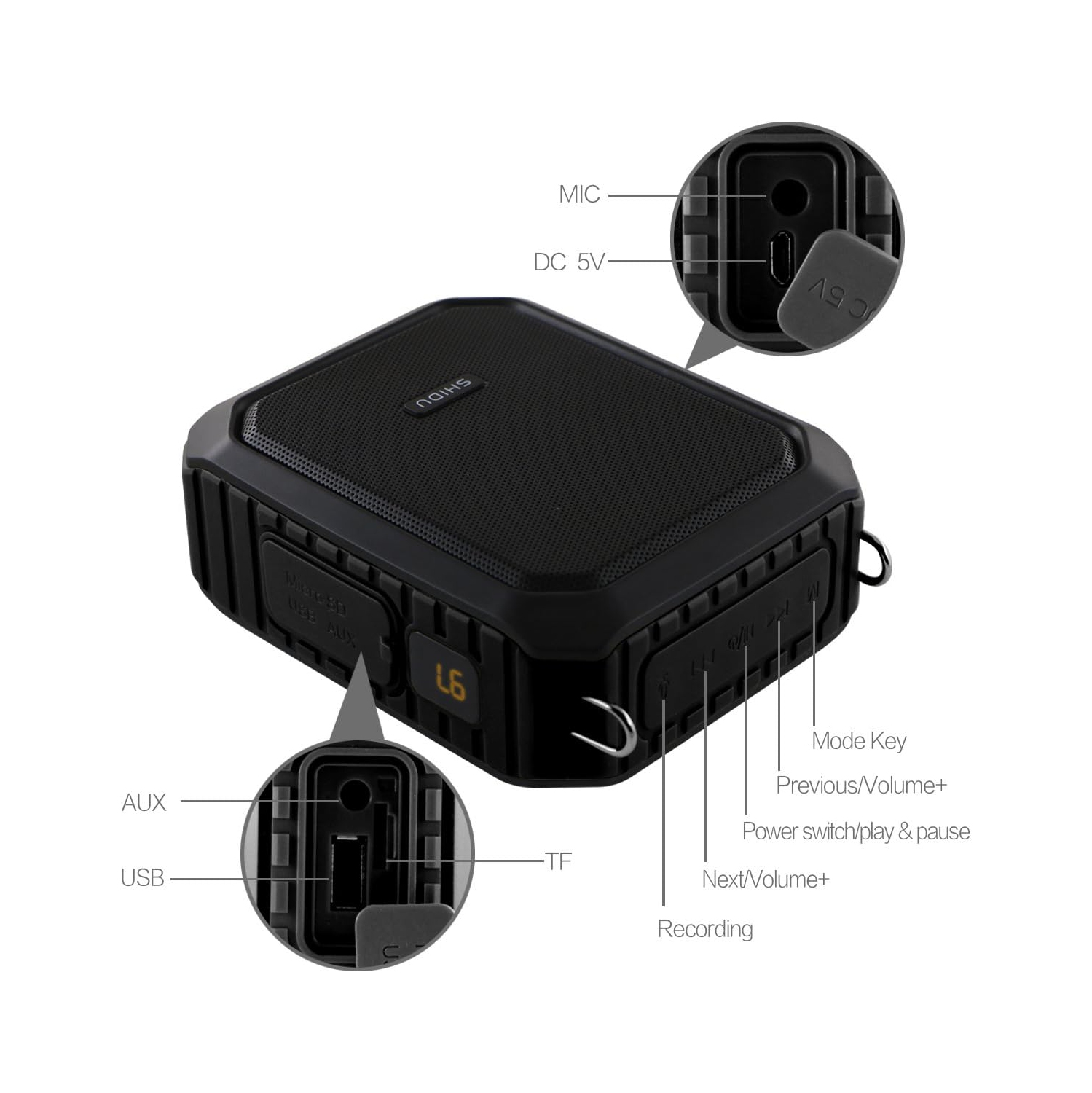 Amplificateur vocal portatif étanche avec microphone sans fil Bluetooth 5,0 Megaphone Haut-parleur 4400&nbsp;mAh 18&nbsp;W