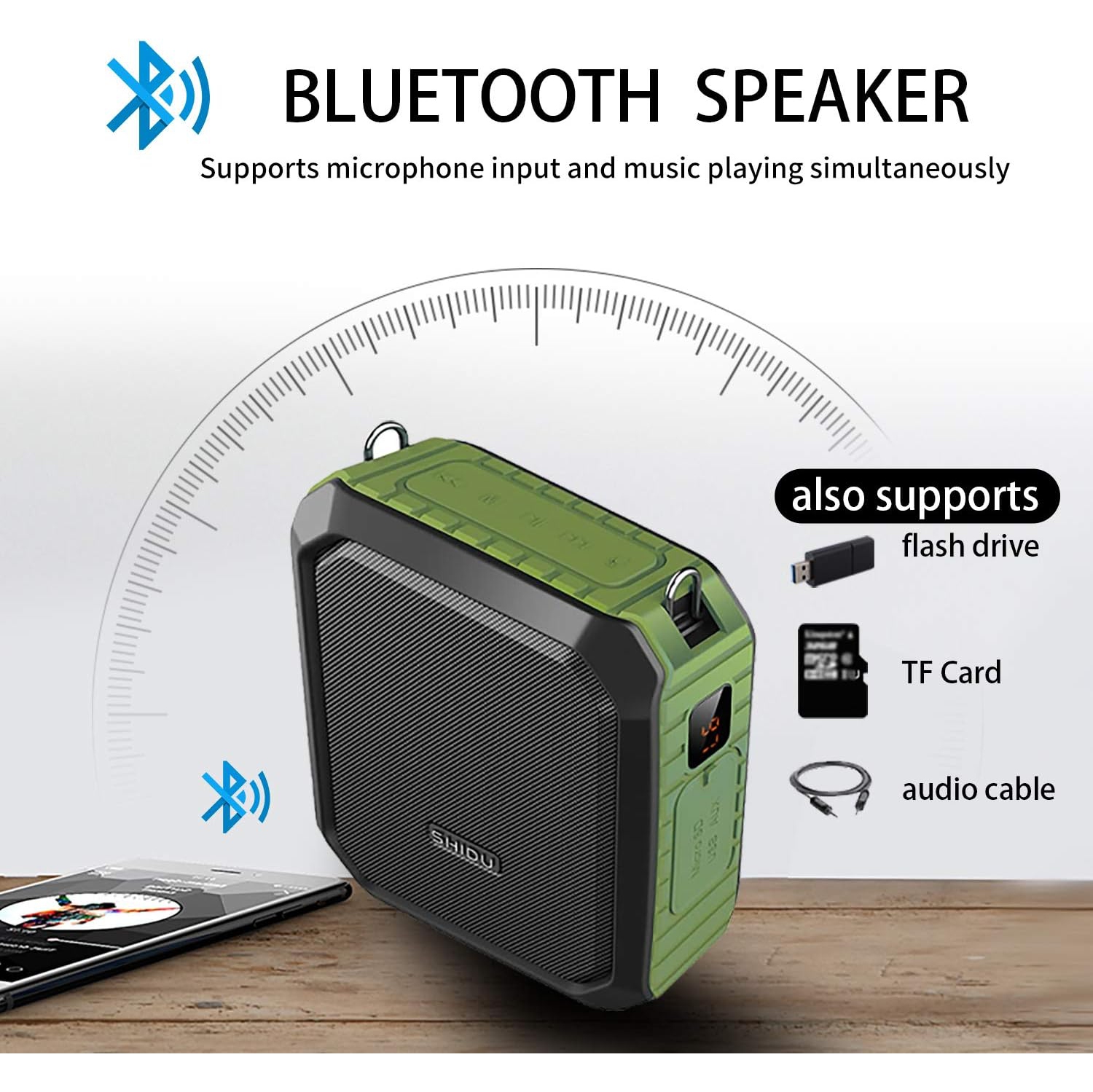 Amplificateur vocal portatif étanche avec microphone avec fil 4400 mAh de 18 W