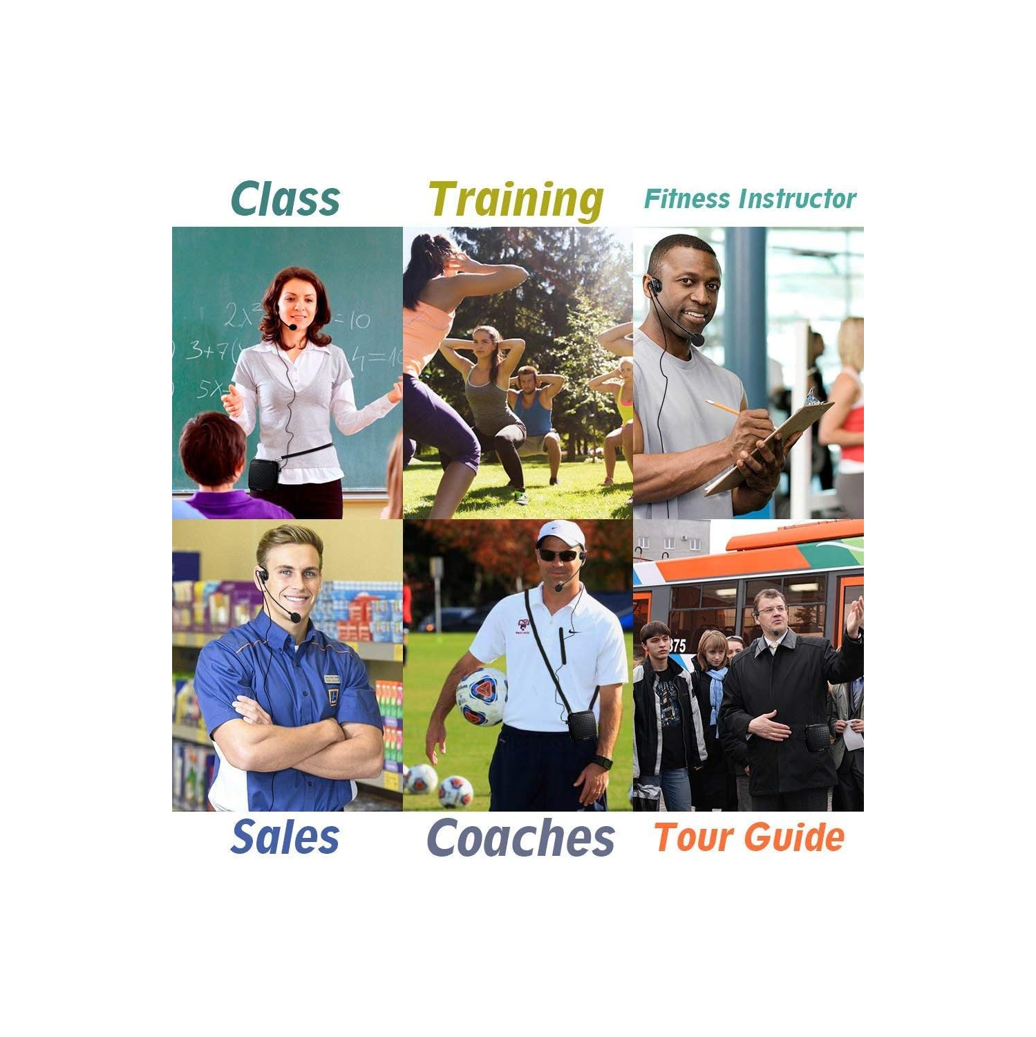 Amplificateur vocal portatif étanche avec microphone avec fil 4400 mAh de 18 W